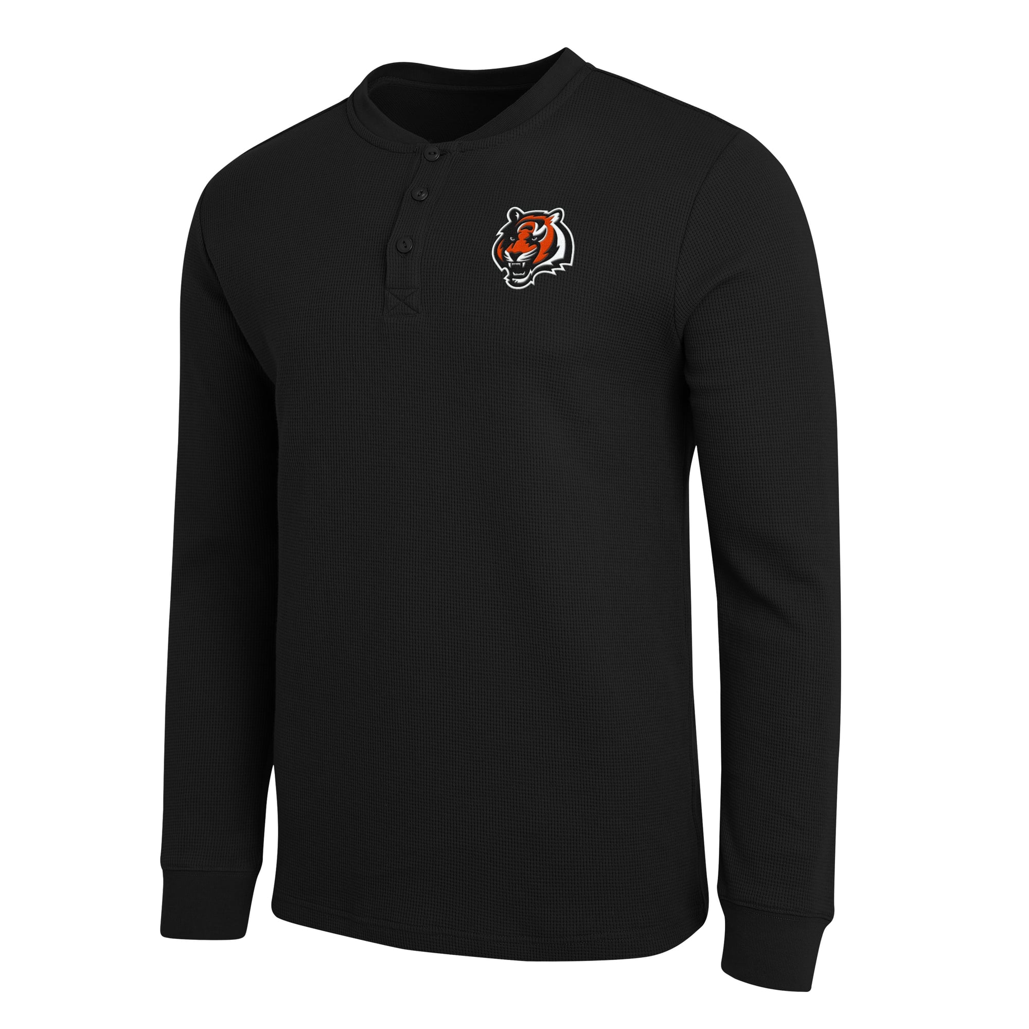 Men's Darius Rucker Collection by Fanatics  Black Cincinnati Bengals Waffle-Knit Henley Long Sleeve T-Shirt