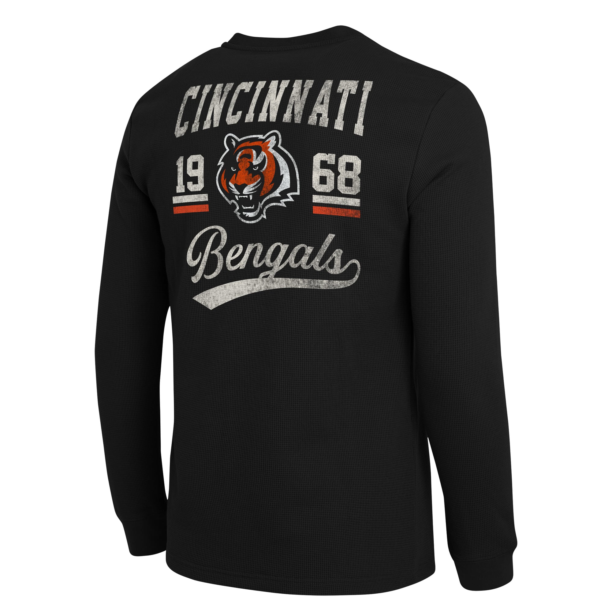 Men's Darius Rucker Collection by Fanatics  Black Cincinnati Bengals Waffle-Knit Henley Long Sleeve T-Shirt