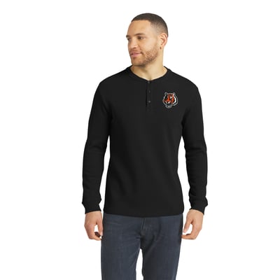  Cincinnati Bengals Darius Rucker Collection by Fanatics Waffle-Knit Henley Long Sleeve T-Shirt - Black