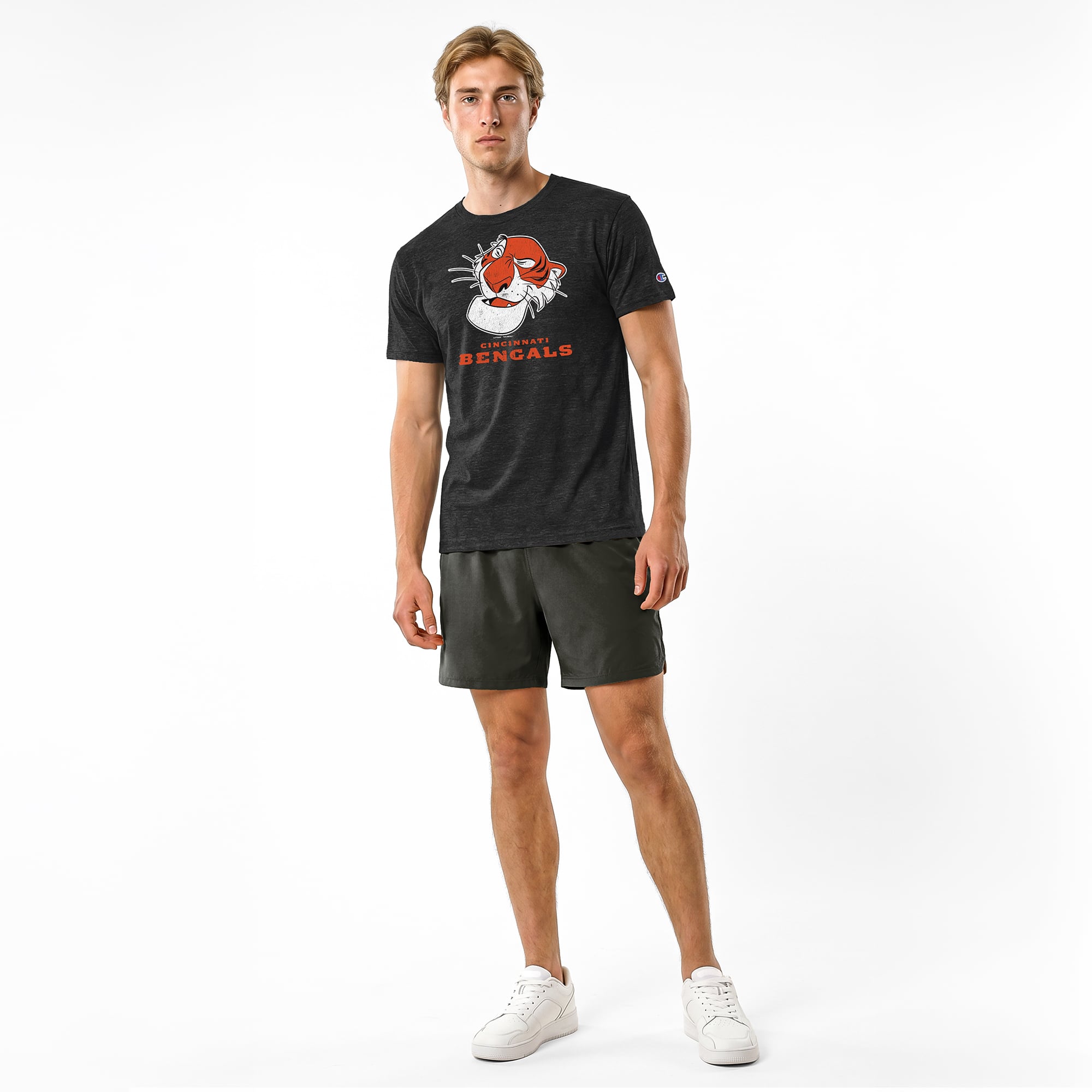 T-shirt homme Disney x Champion noir Cincinnati Bengals Shere Khan Tri-Blend