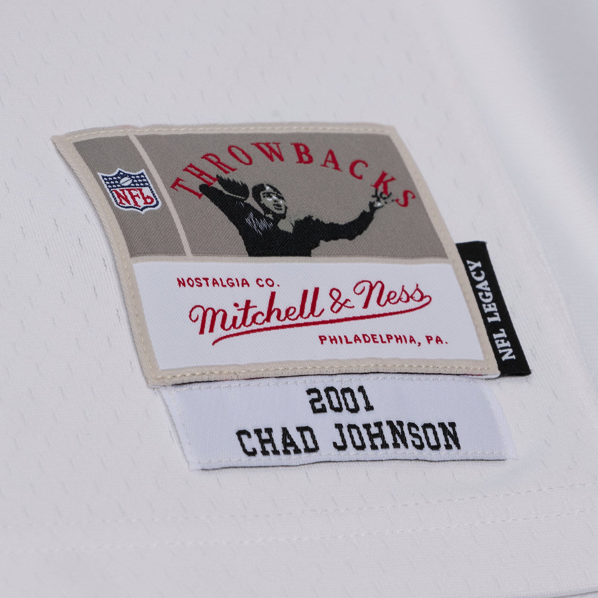 Men's Mitchell & Ness Chad Johnson White Cincinnati Bengals 2001 Legacy Replica Player Jersey