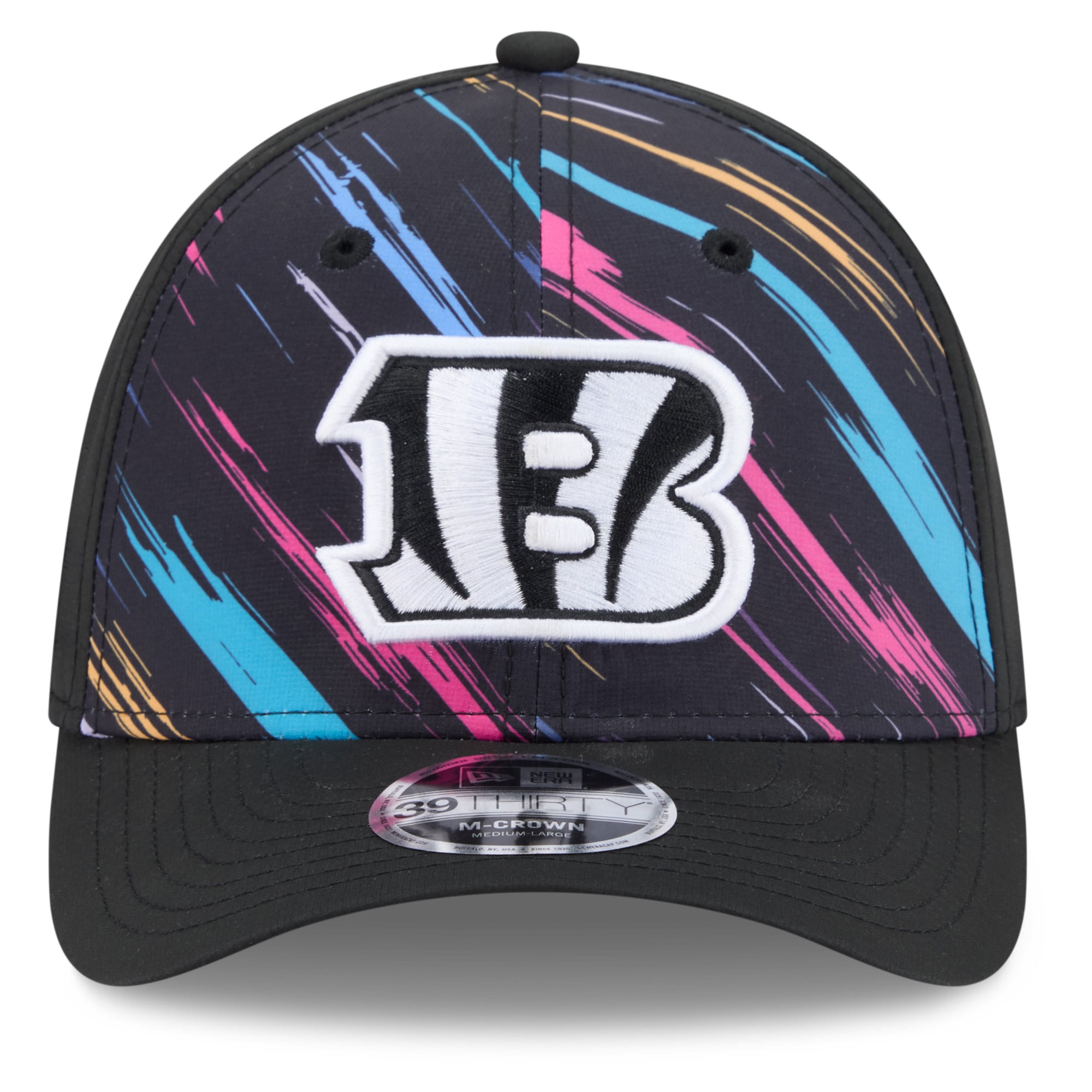 Men's New Era Black Cincinnati Bengals 2026 NFL Crucial Catch 39THIRTY M-Crown Stretch Hat