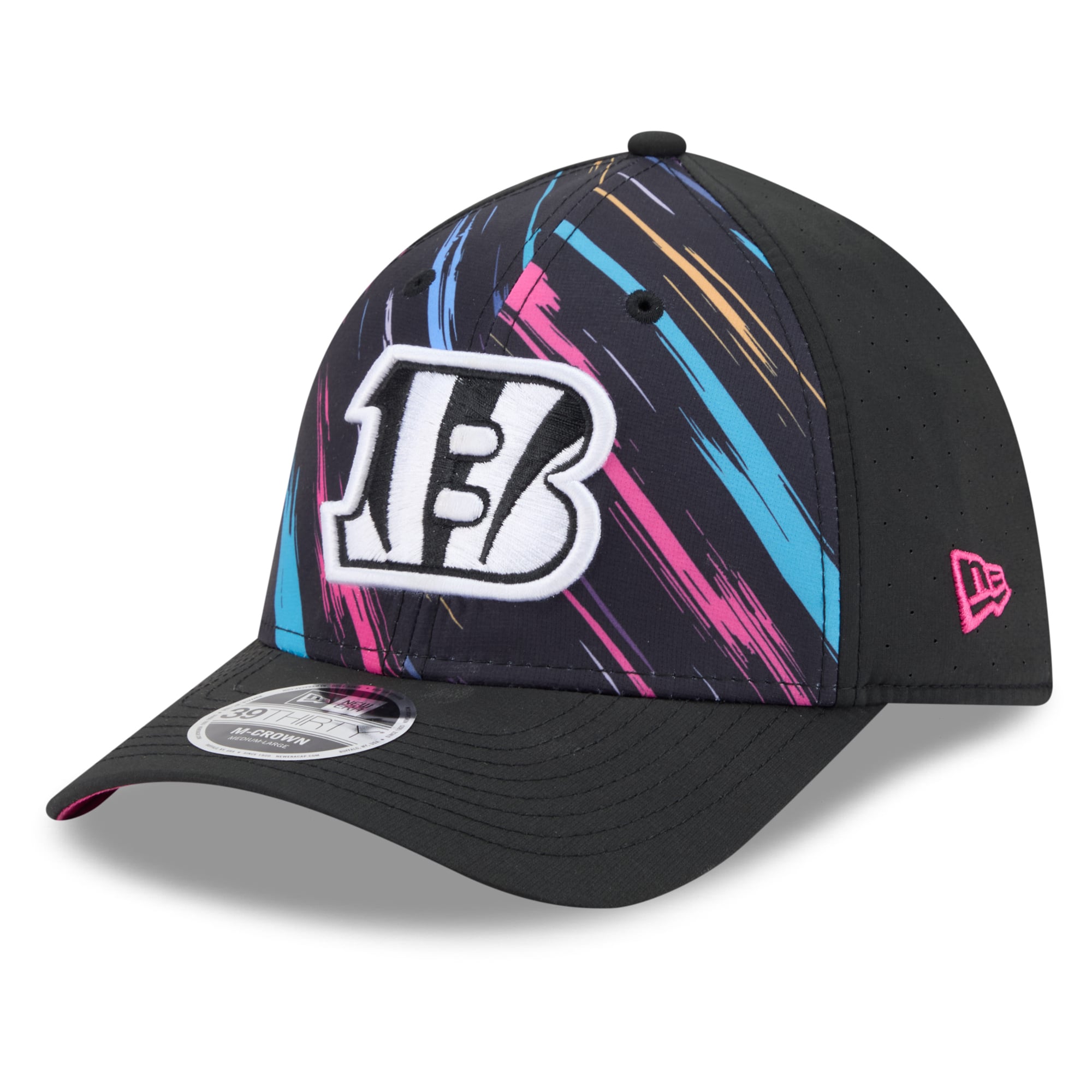 Men's New Era Black Cincinnati Bengals 2026 NFL Crucial Catch 39THIRTY M-Crown Stretch Hat