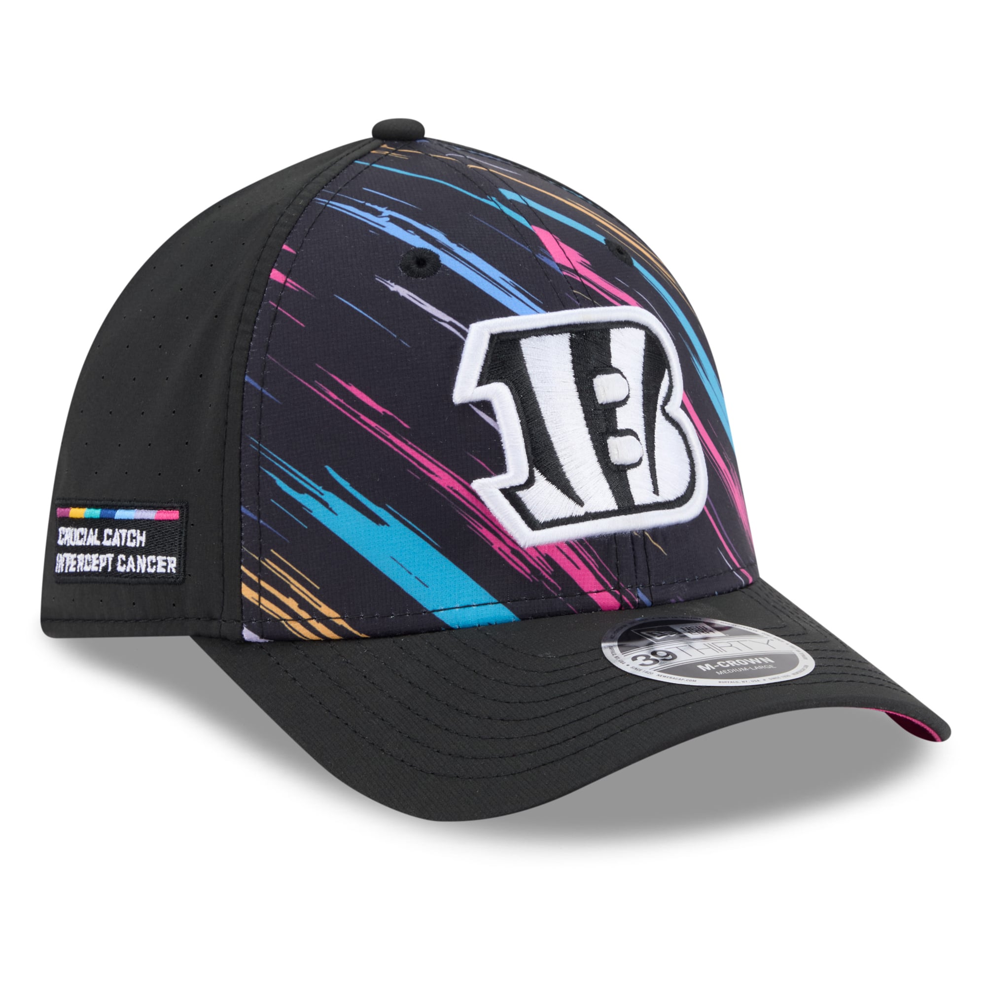 Men's New Era Black Cincinnati Bengals 2026 NFL Crucial Catch 39THIRTY M-Crown Stretch Hat