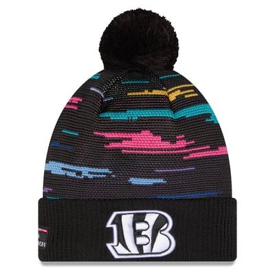 Cincinnati Bengals New Era 2026 NFL Crucial Catch Cuffed Knit Hat with Pom - Black