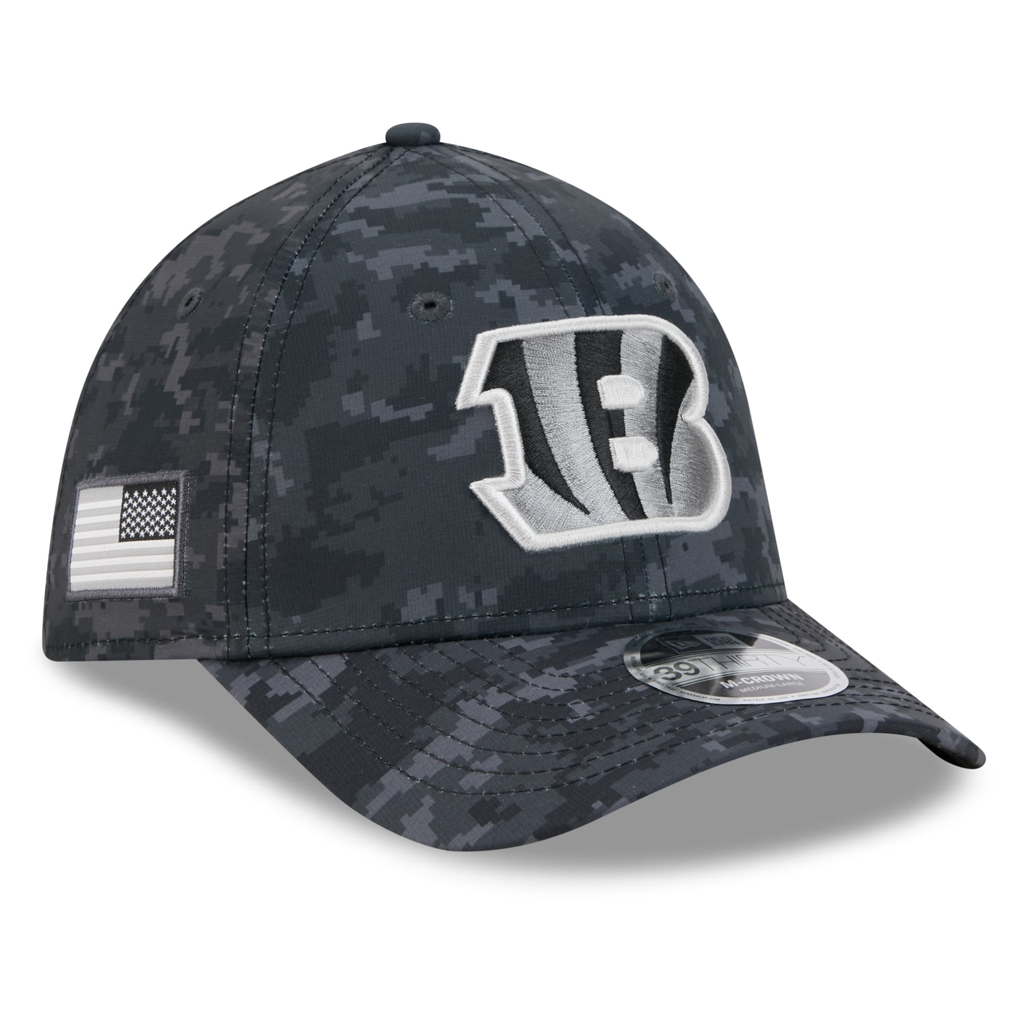 Men's New Era Black Cincinnati Bengals 2026 Salute To Service 39THIRTY M-Crown Stretch Hat