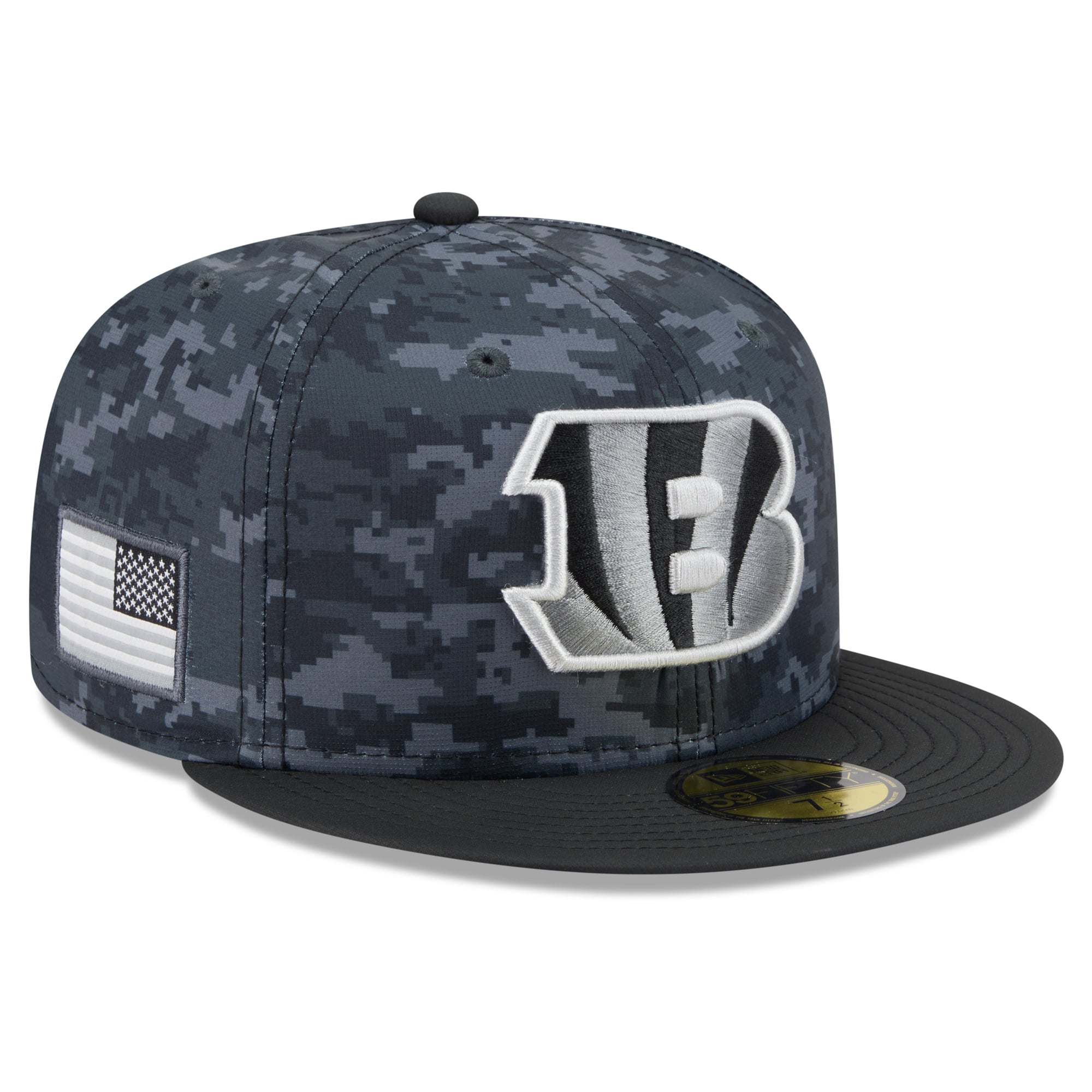 Casquette ajustée New Era noire pour homme Cincinnati Bengals 2026 Salute To Service 59FIFTY