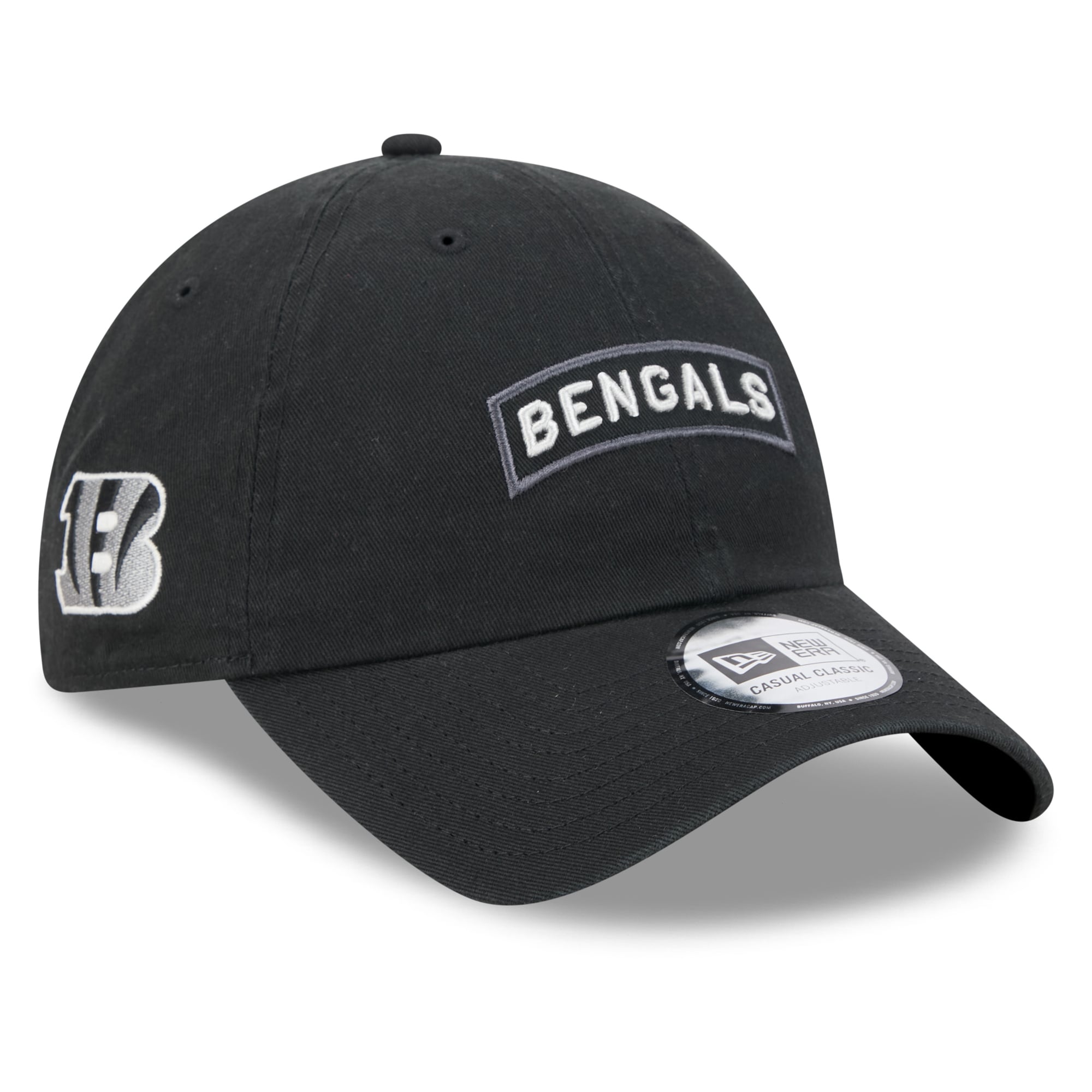 Casquette New Era noire pour homme, modèle Cincinnati Bengals 2026 Salute To Service, style classique décontracté et ajustable