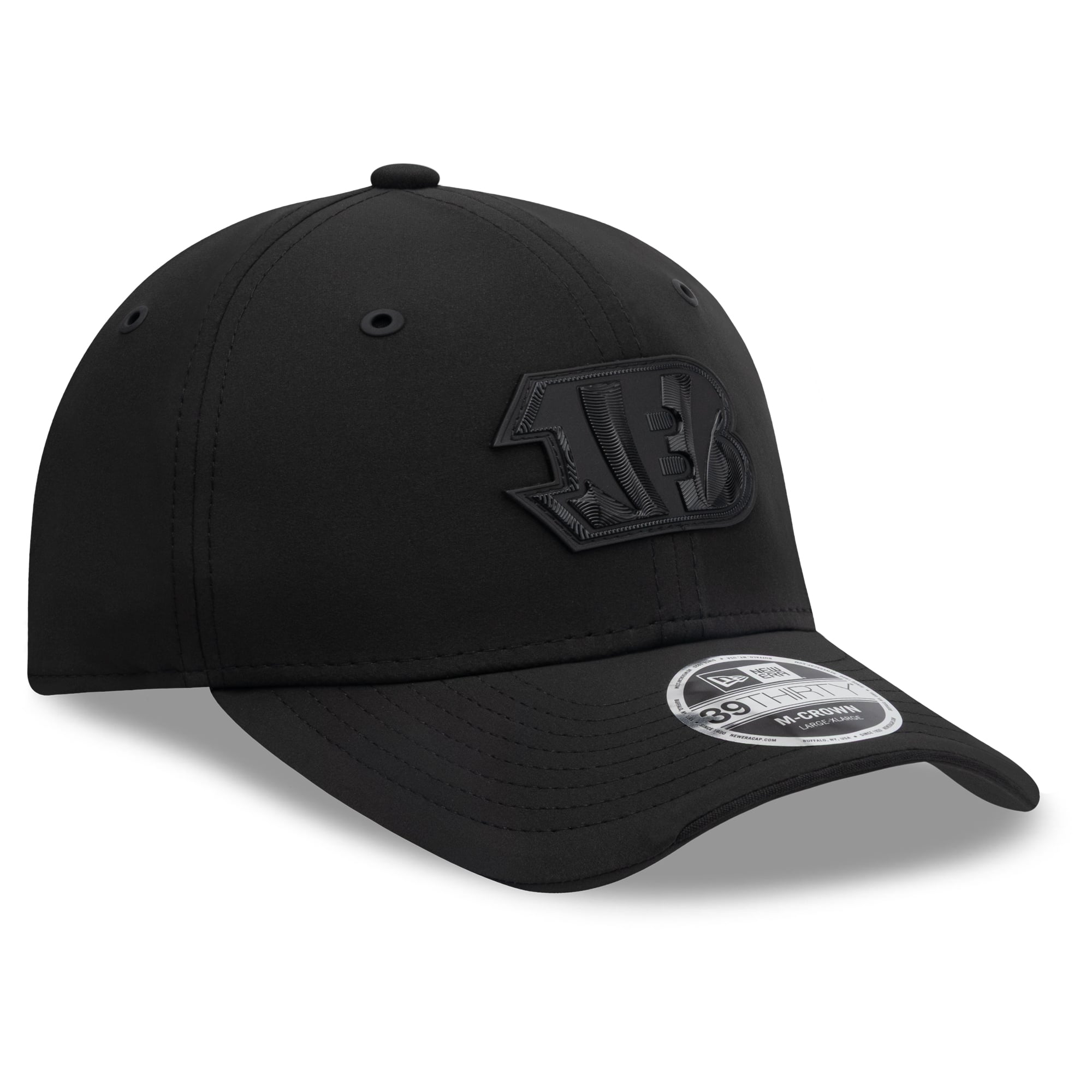 Casquette extensible New Era noire pour homme, modèle Cincinnati Bengals 2026 Sideline 39THIRTY M-Crown