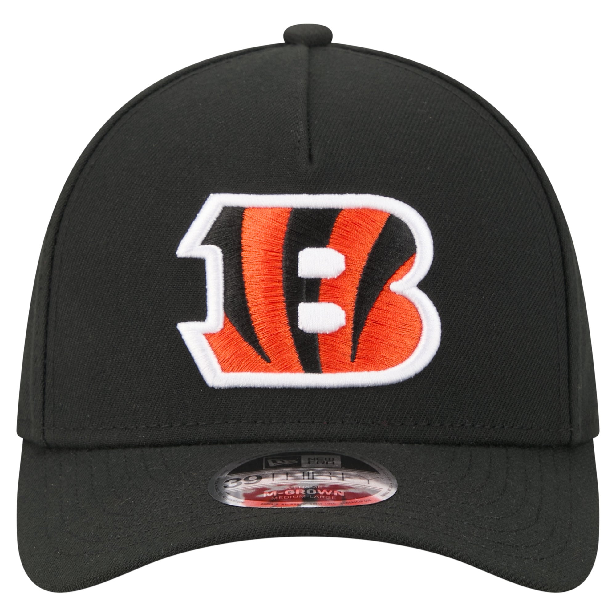 Men's New Era Black Cincinnati Bengals 39THIRTY M-Crown A-Frame Stretch Hat