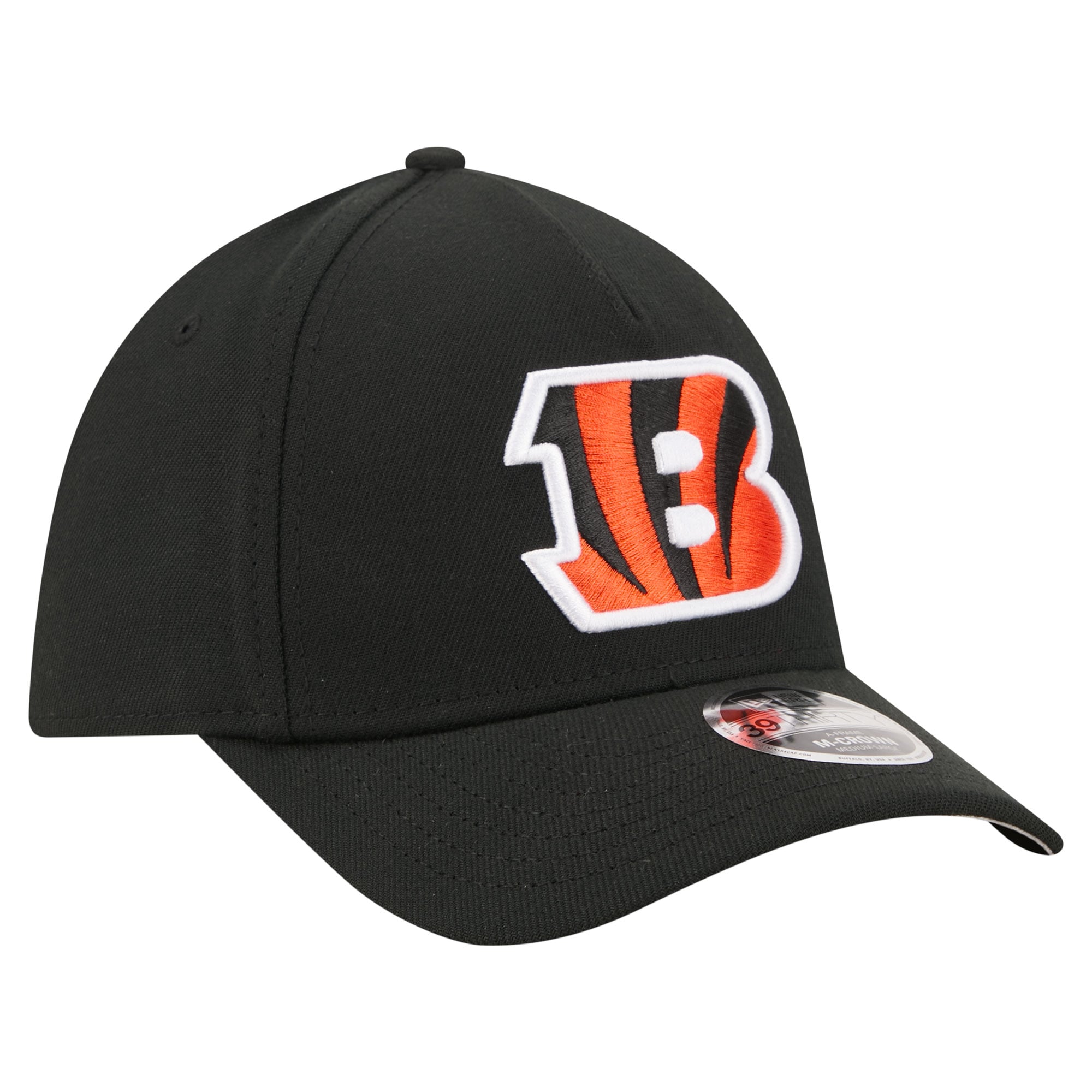 Men's New Era Black Cincinnati Bengals 39THIRTY M-Crown A-Frame Stretch Hat
