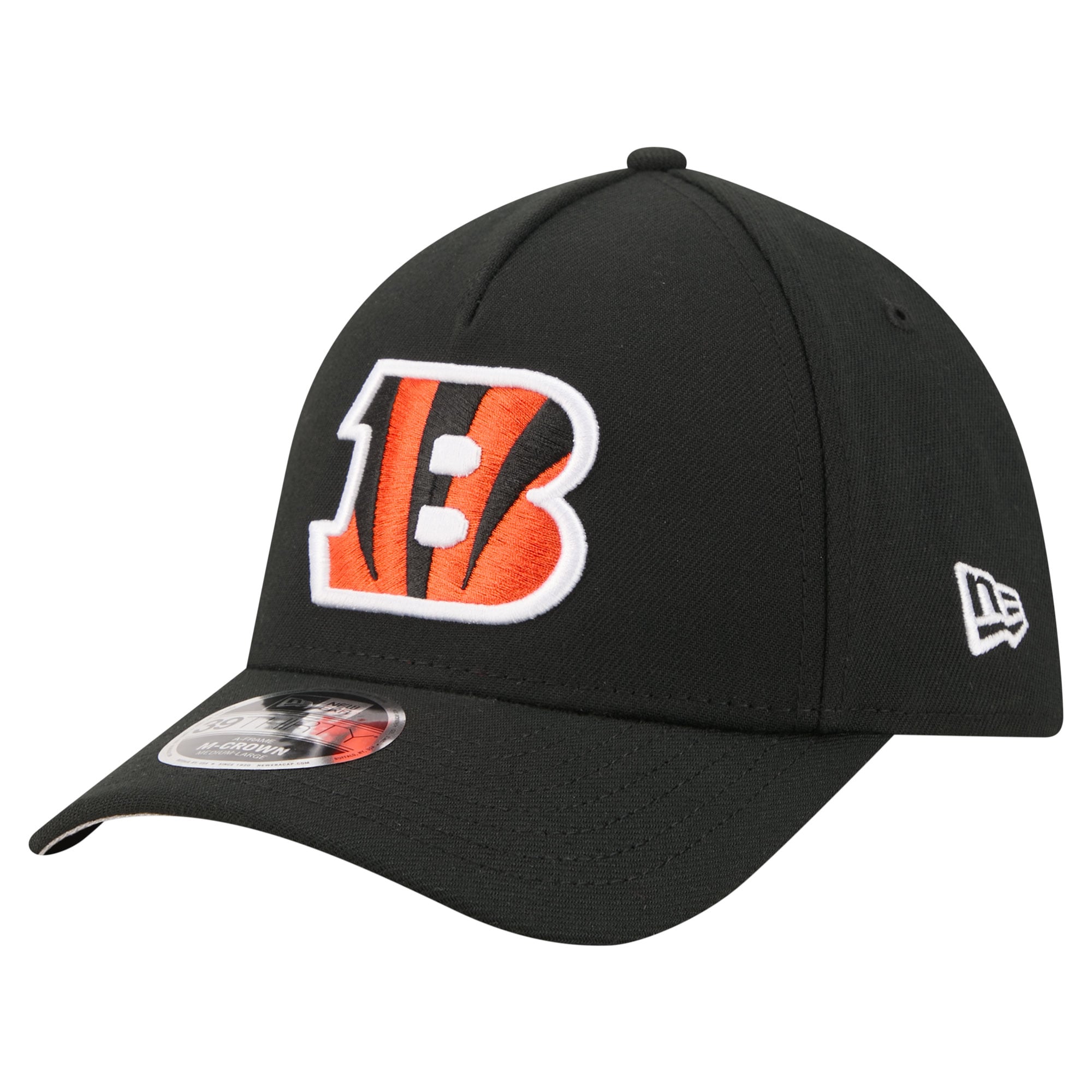 Men's New Era Black Cincinnati Bengals 39THIRTY M-Crown A-Frame Stretch Hat