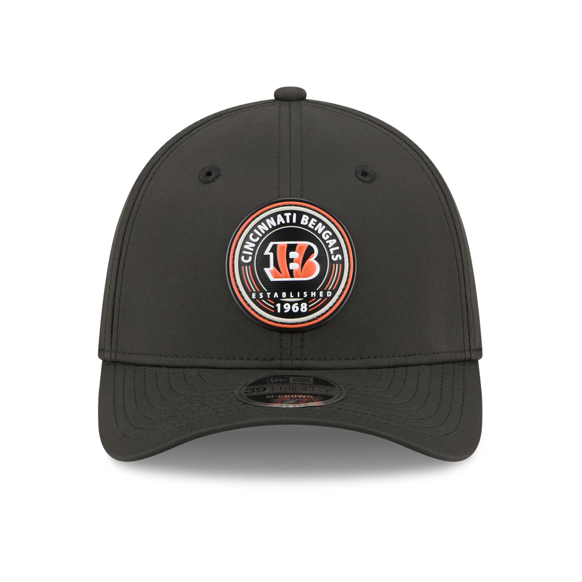 Casquette New Era noire pour homme, modèle 39THIRTY M-Crown Flex, Cincinnati Bengals