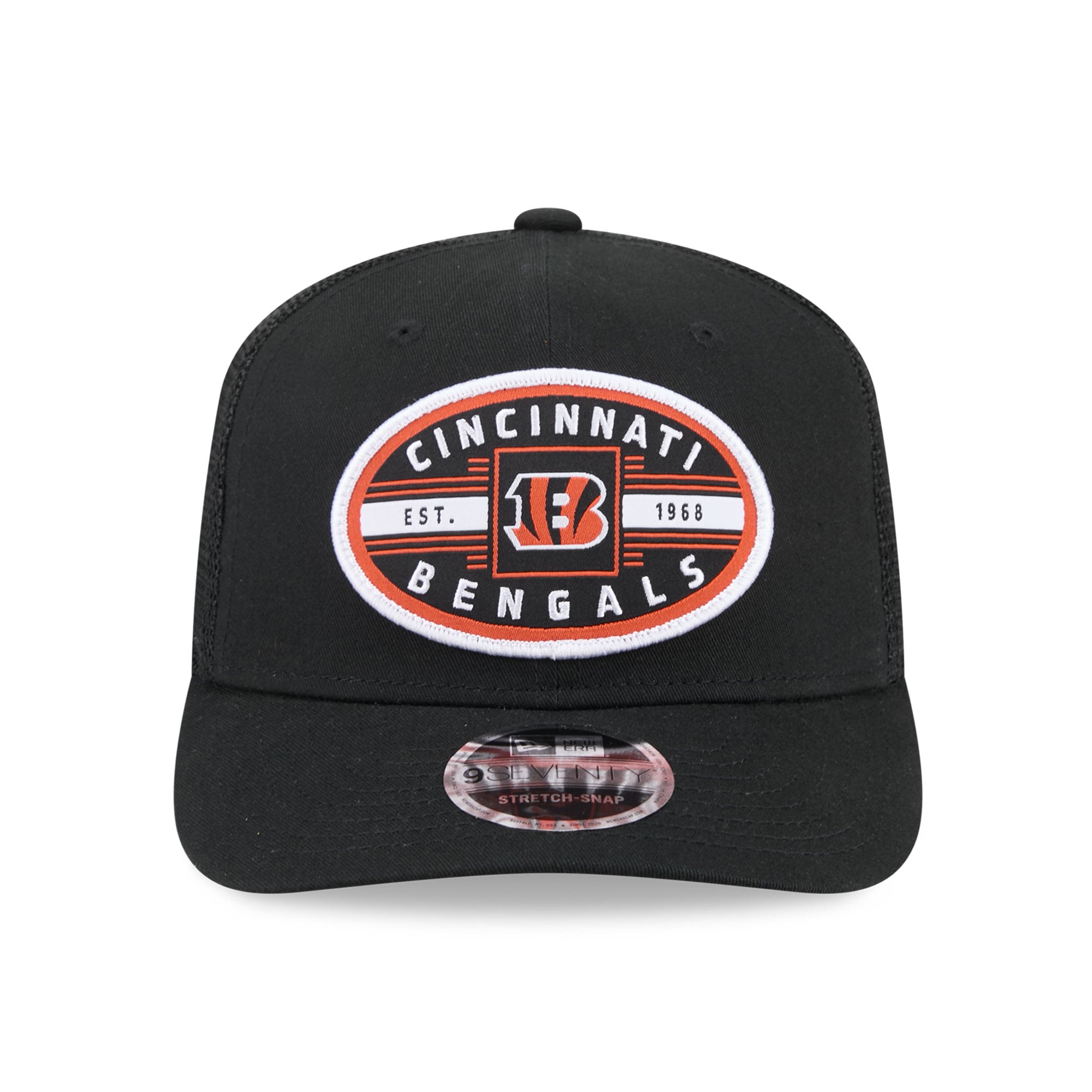 Casquette trucker New Era noire pour homme, modèle 9SEVENTY, à l'effigie des Bengals de Cincinnati.