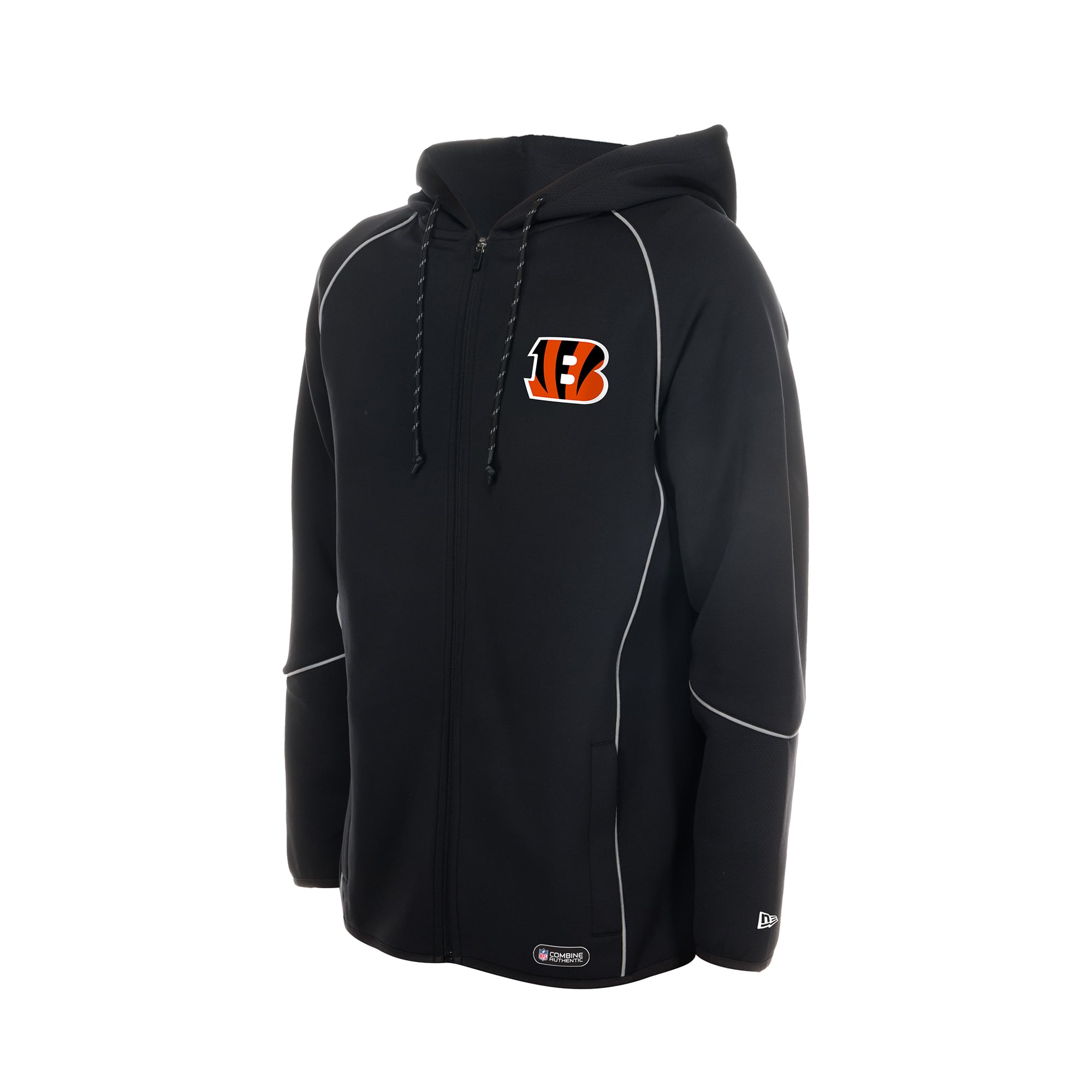 Men's New Era Black Cincinnati Bengals Combine Authentic Raglan Full-Zip Hoodie
