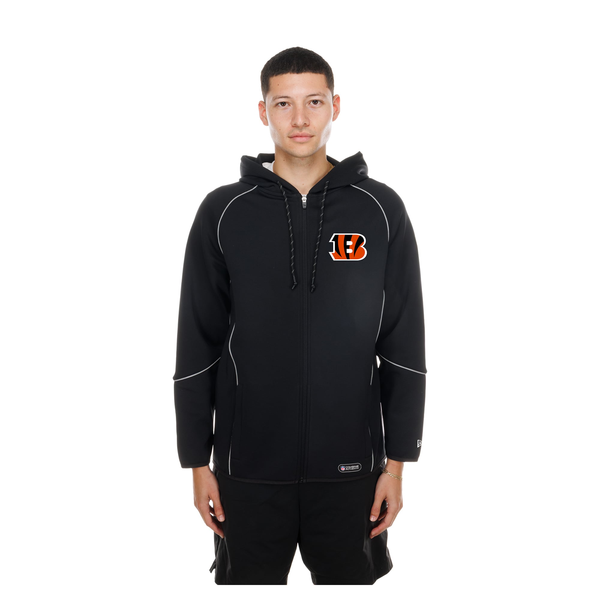 Men's New Era Black Cincinnati Bengals Combine Authentic Raglan Full-Zip Hoodie