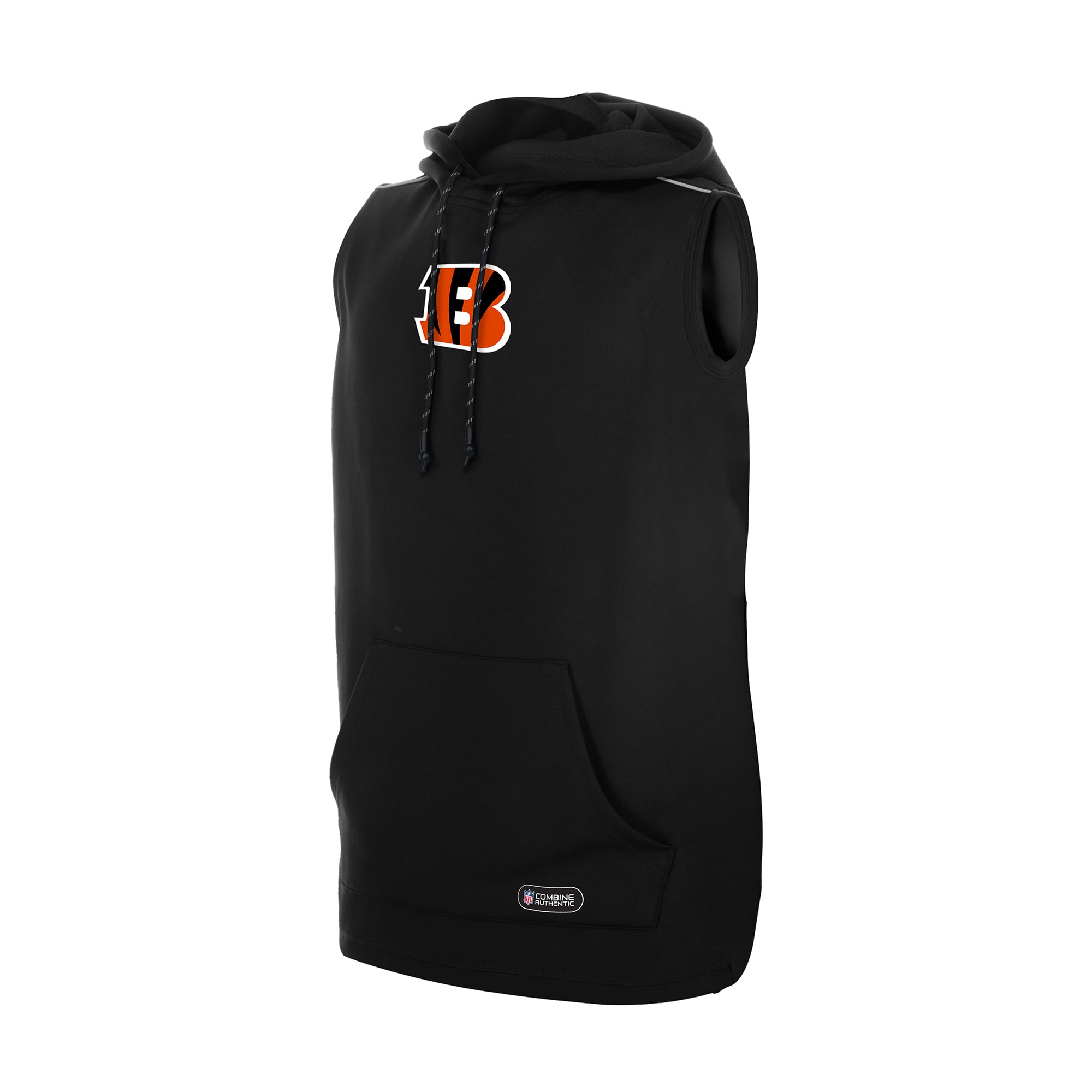 Sweat à capuche sans manches New Era noir pour homme, modèle Cincinnati Bengals Combine Authentic.