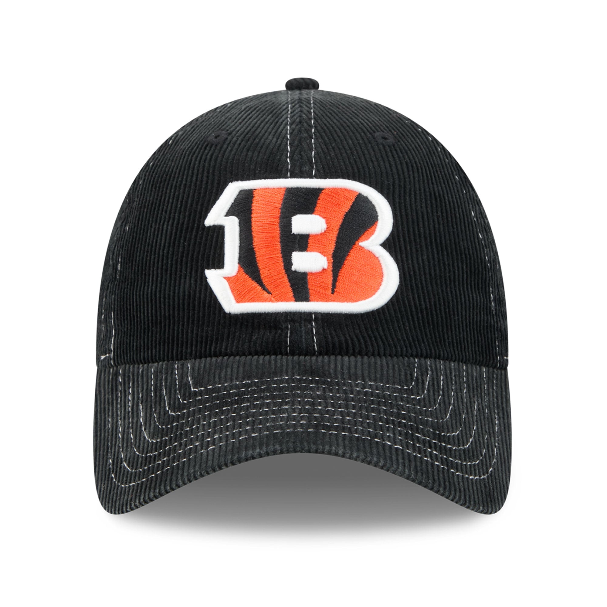 Casquette New Era noire pour homme, modèle Cincinnati Bengals, en velours côtelé, style classique décontracté et ajustable