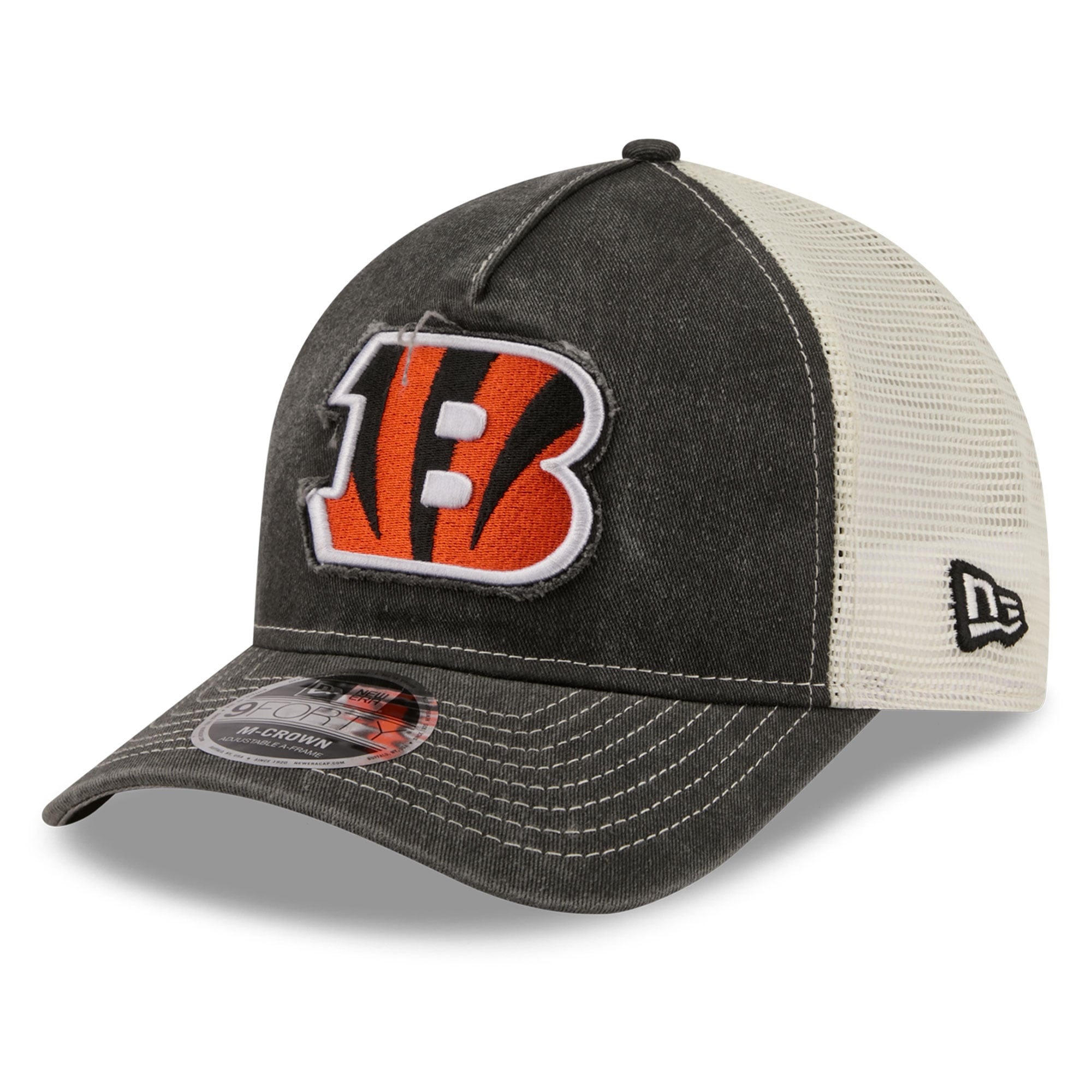 Casquette trucker ajustable New Era noire pour homme, modèle 9FORTY, supporter des Bengals de Cincinnati
