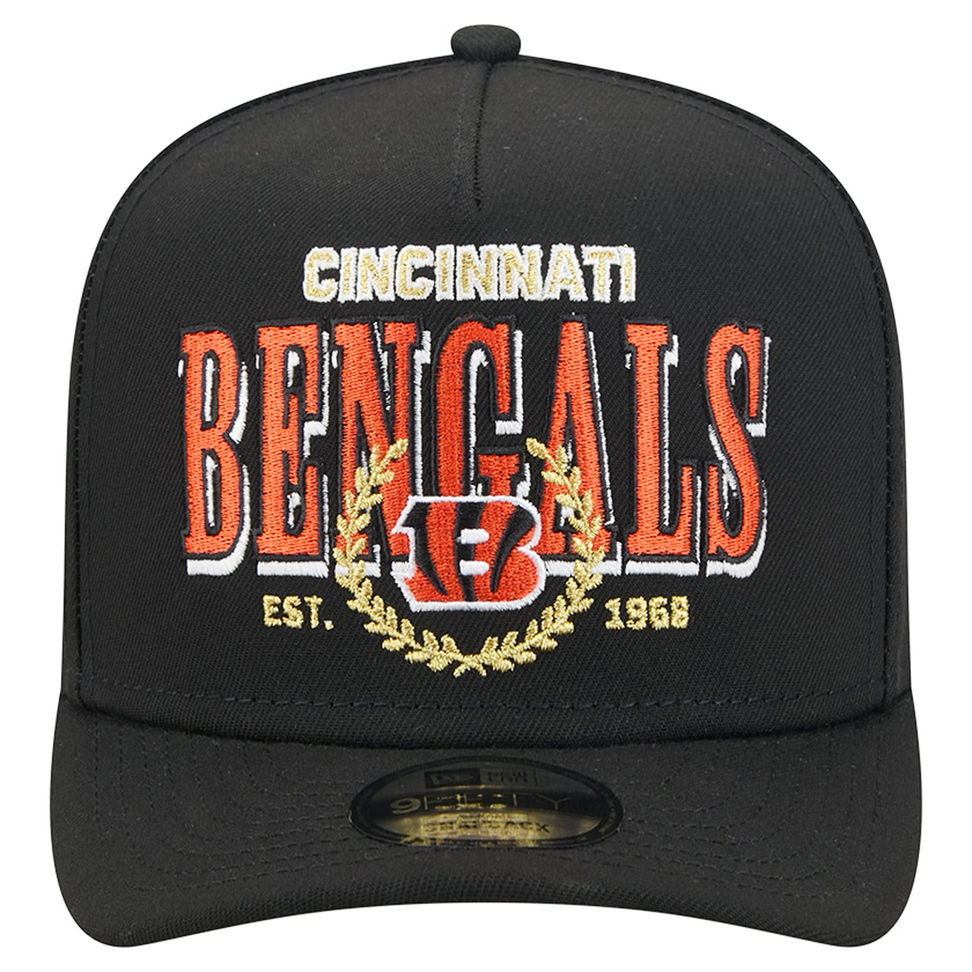 Men's New Era Black Cincinnati Bengals Laurel A-Frame 9FIFTY Snapback Hat