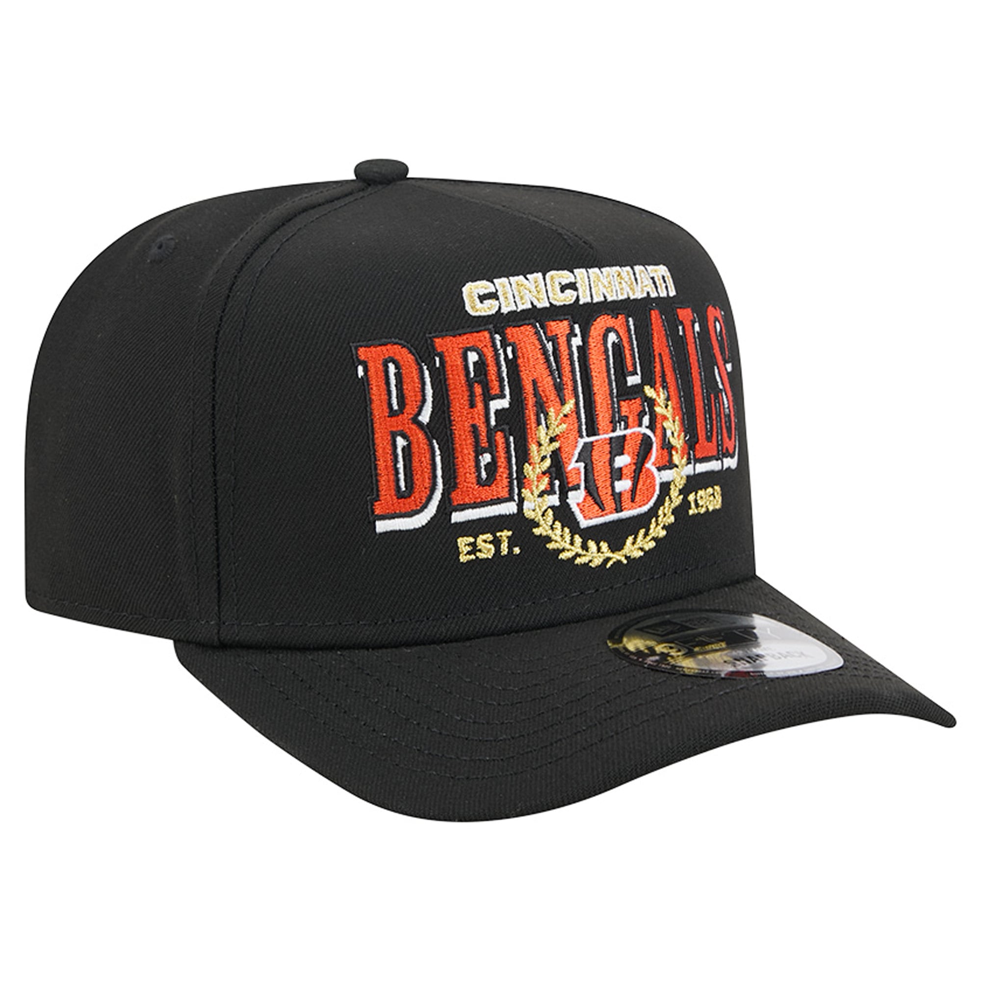 Men's New Era Black Cincinnati Bengals Laurel A-Frame 9FIFTY Snapback Hat