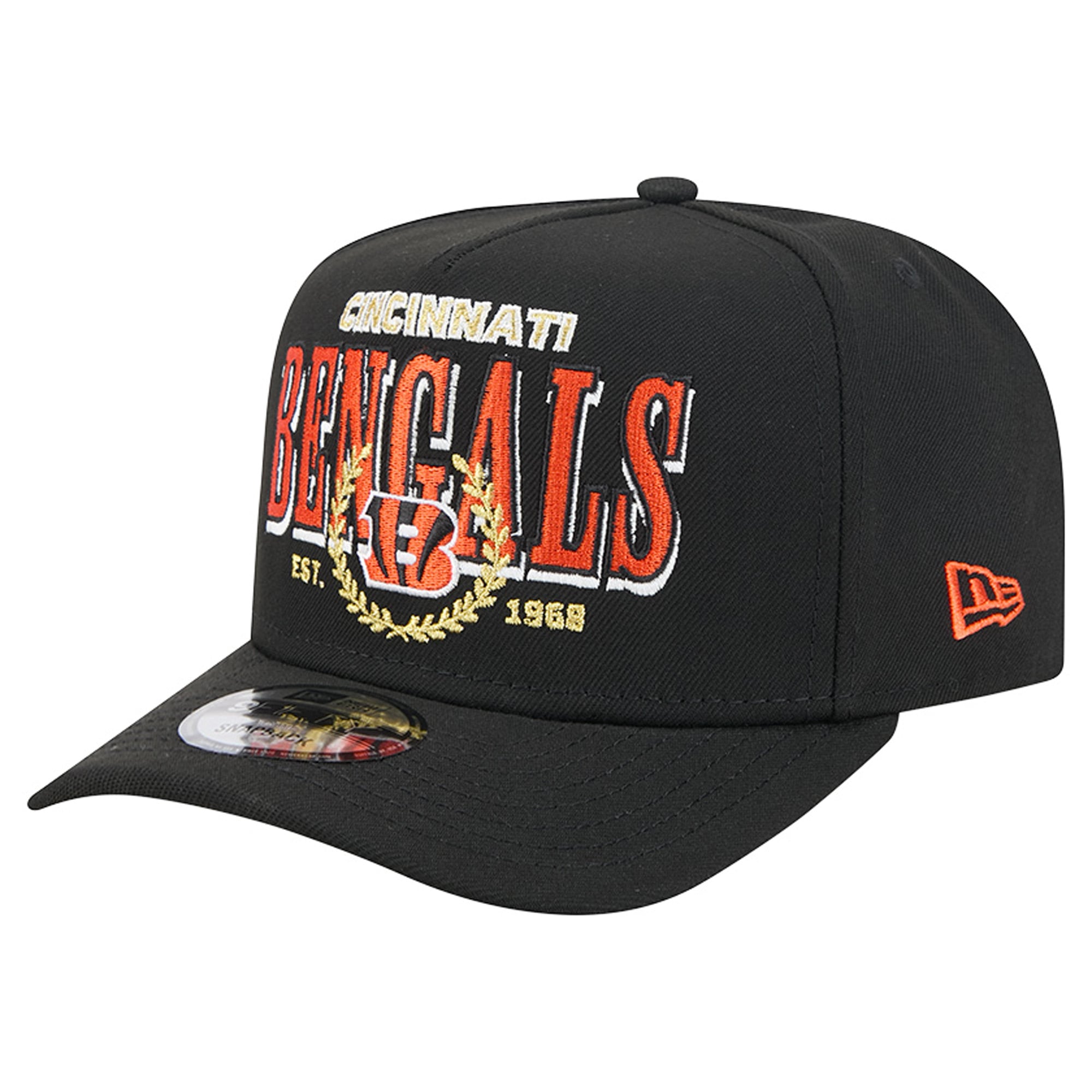Men's New Era Black Cincinnati Bengals Laurel A-Frame 9FIFTY Snapback Hat