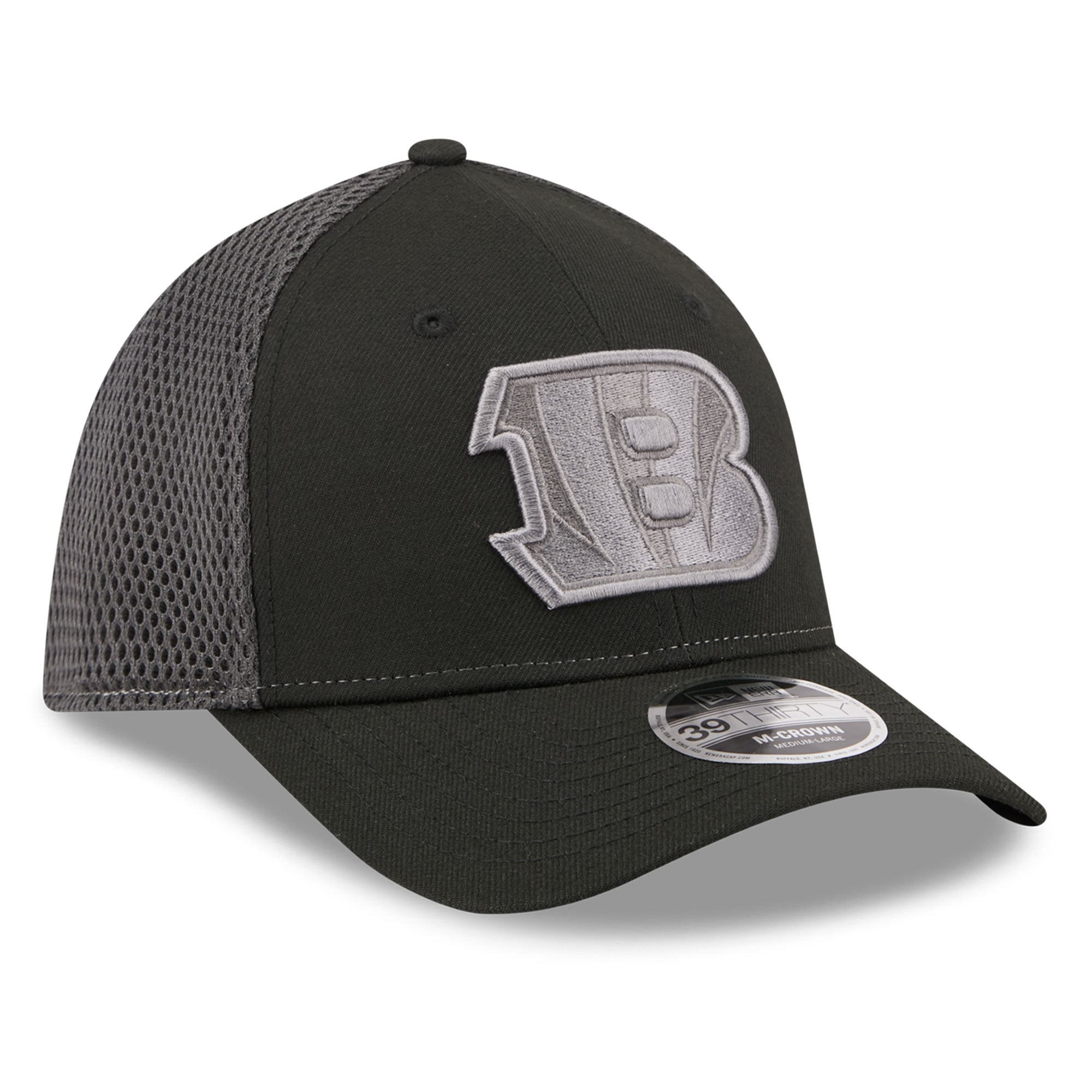 Casquette extensible New Era noire Cincinnati Bengals Neo Mesh 39THIRTY M-Crown pour homme