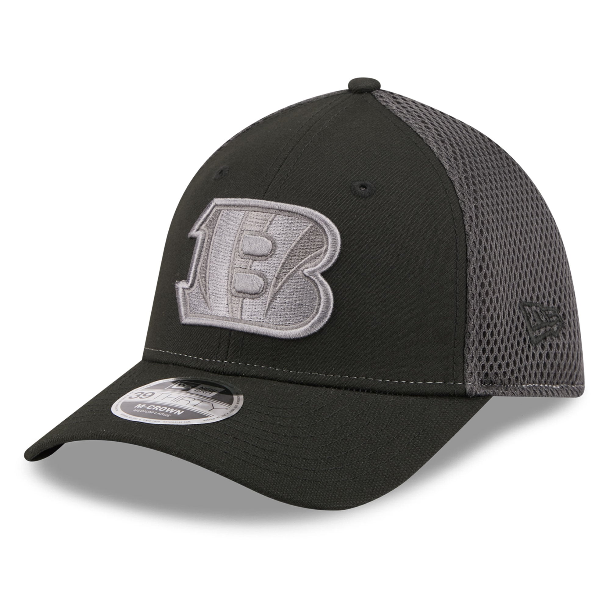 Casquette extensible New Era noire Cincinnati Bengals Neo Mesh 39THIRTY M-Crown pour homme
