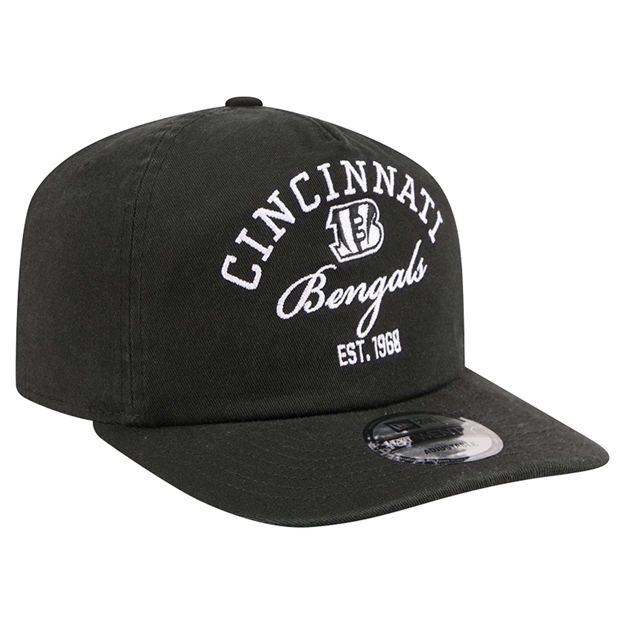 Men's New Era Black Cincinnati Bengals Stacked 19TWENTY Adjustable Hat