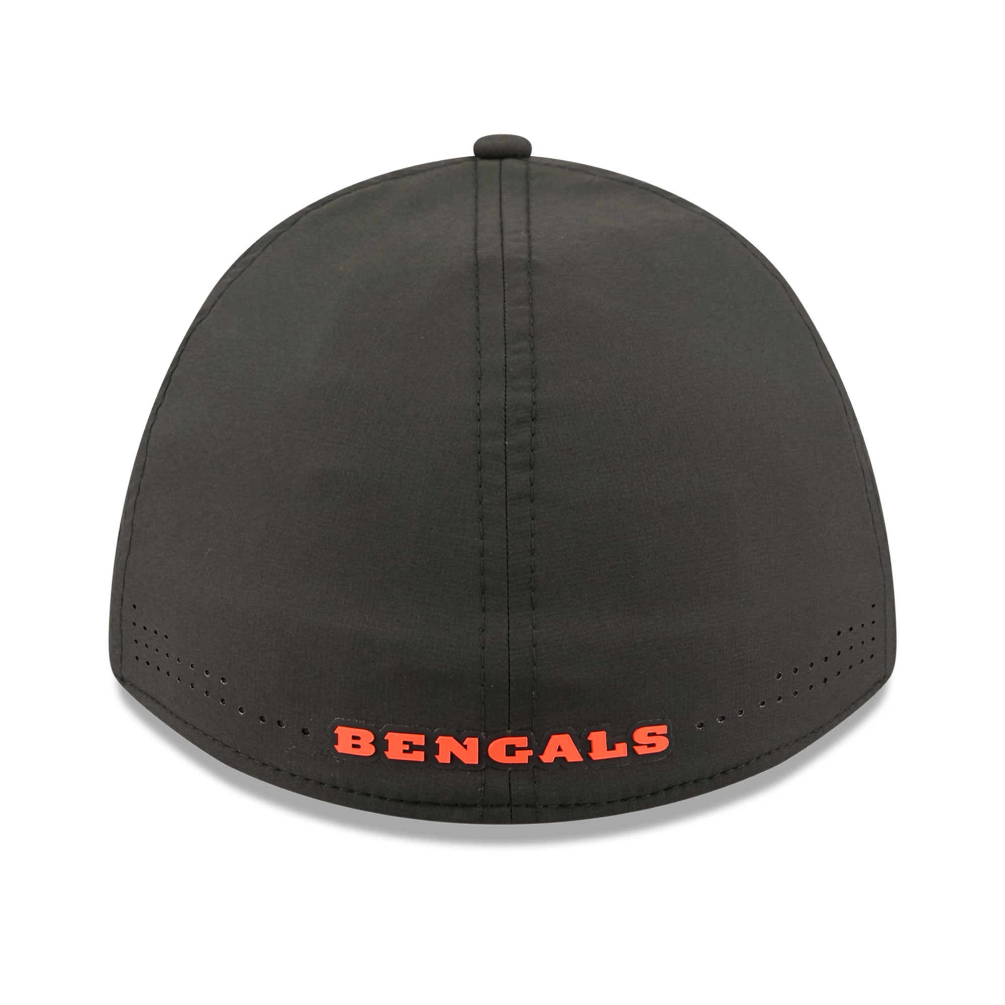 Casquette New Era noire pour homme, modèle 39THIRTY A-Frame Flex, couleurs des Bengals de Cincinnati