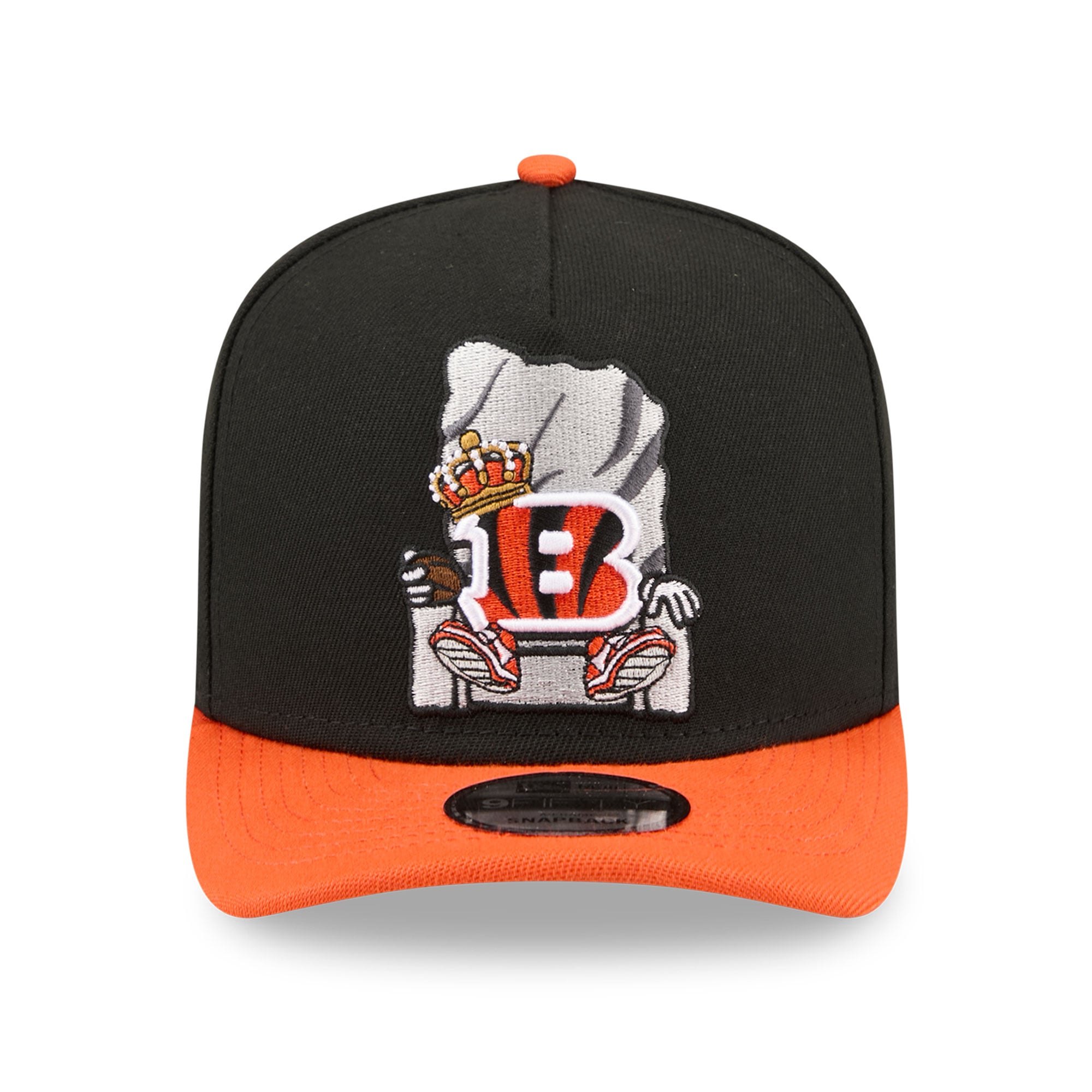 Casquette snapback New Era 9FIFTY pour homme, noire et orange, motif dessin animé des Bengals de Cincinnati