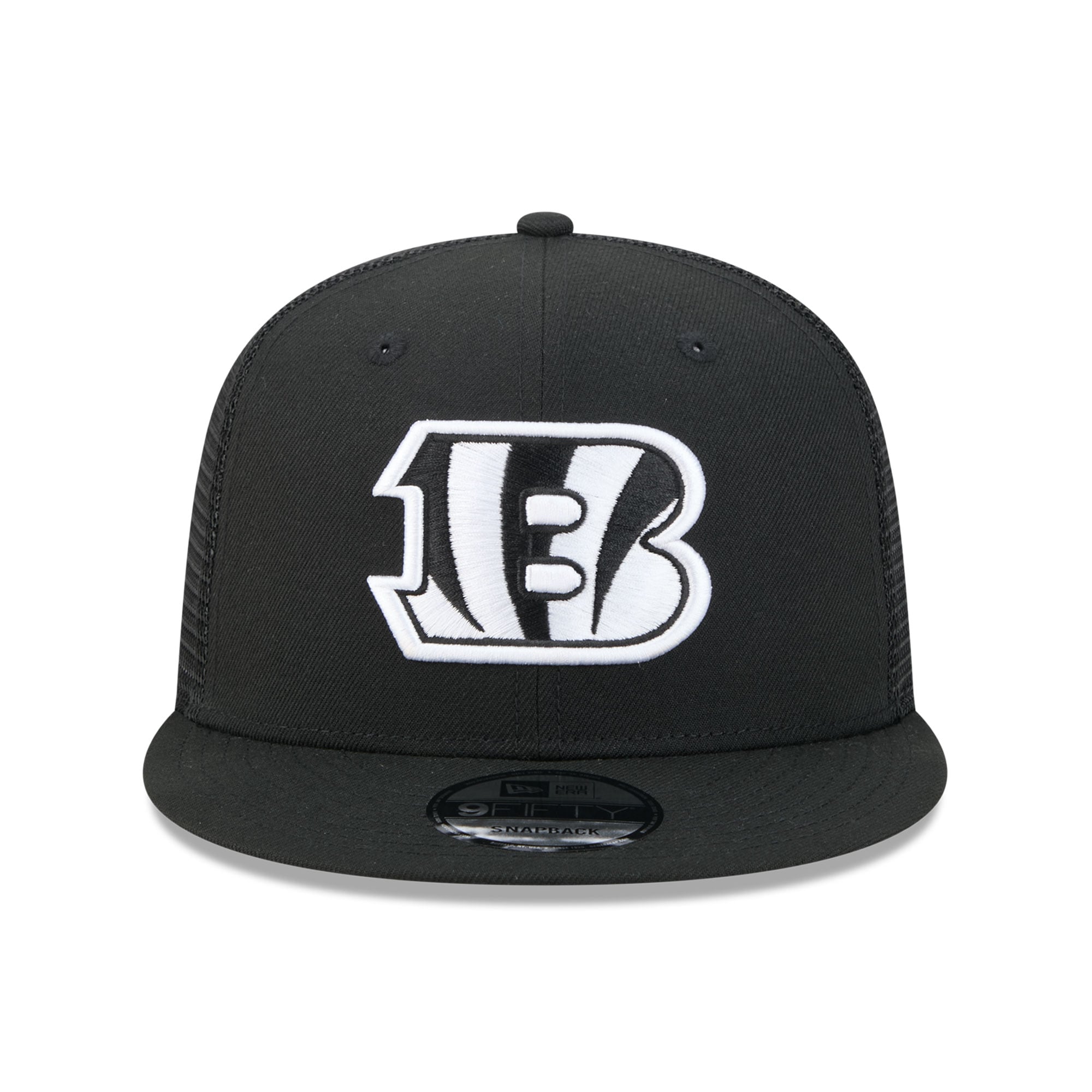 Casquette trucker New Era 9FIFTY Snapback noire et blanche pour homme, Cincinnati Bengals