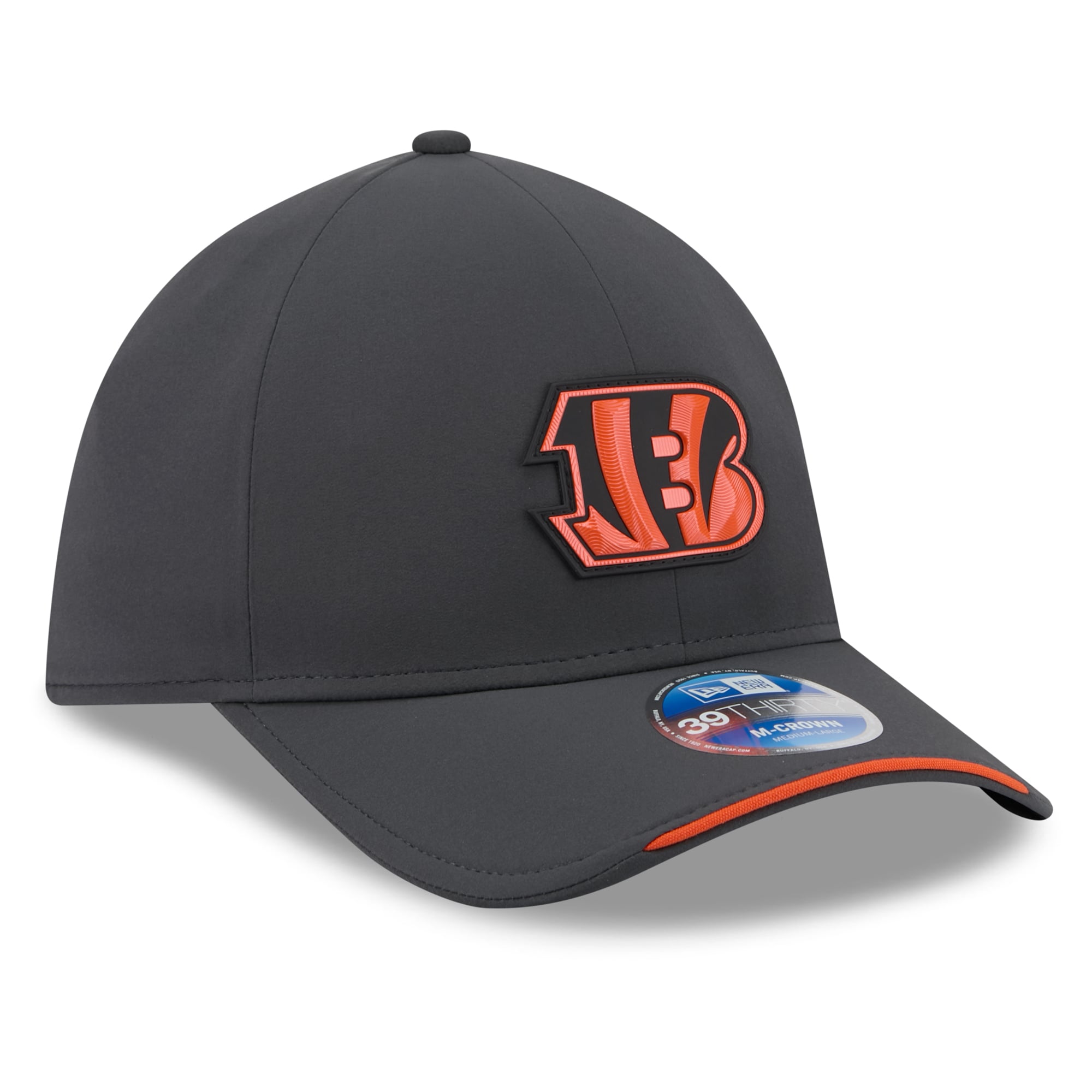 Casquette extensible New Era 39THIRTY M-Crown couleur anthracite pour homme, modèle Cincinnati Bengals 2026 Sideline, idéale les temps froids.