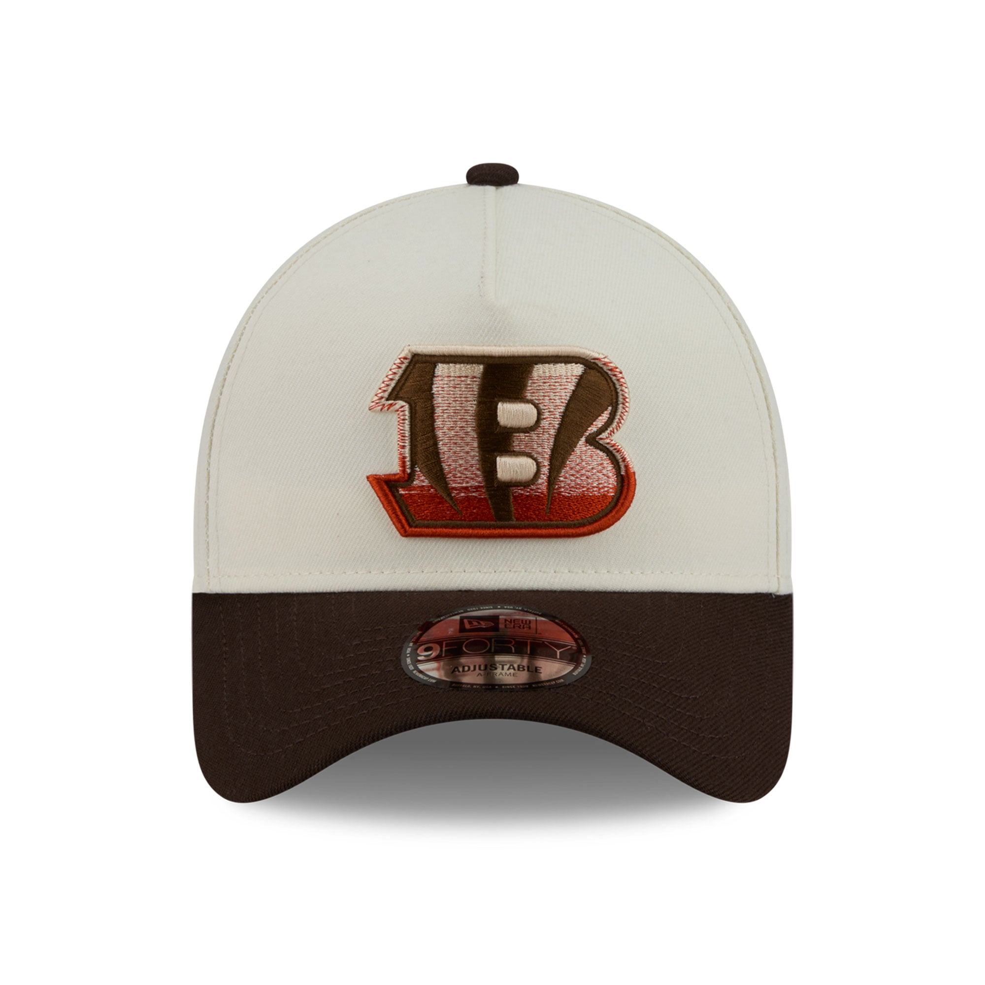 Men's New Era Cream/Brown Cincinnati Bengals Pumpkin Spice A-Frame 9FORTY Adjustable Hat
