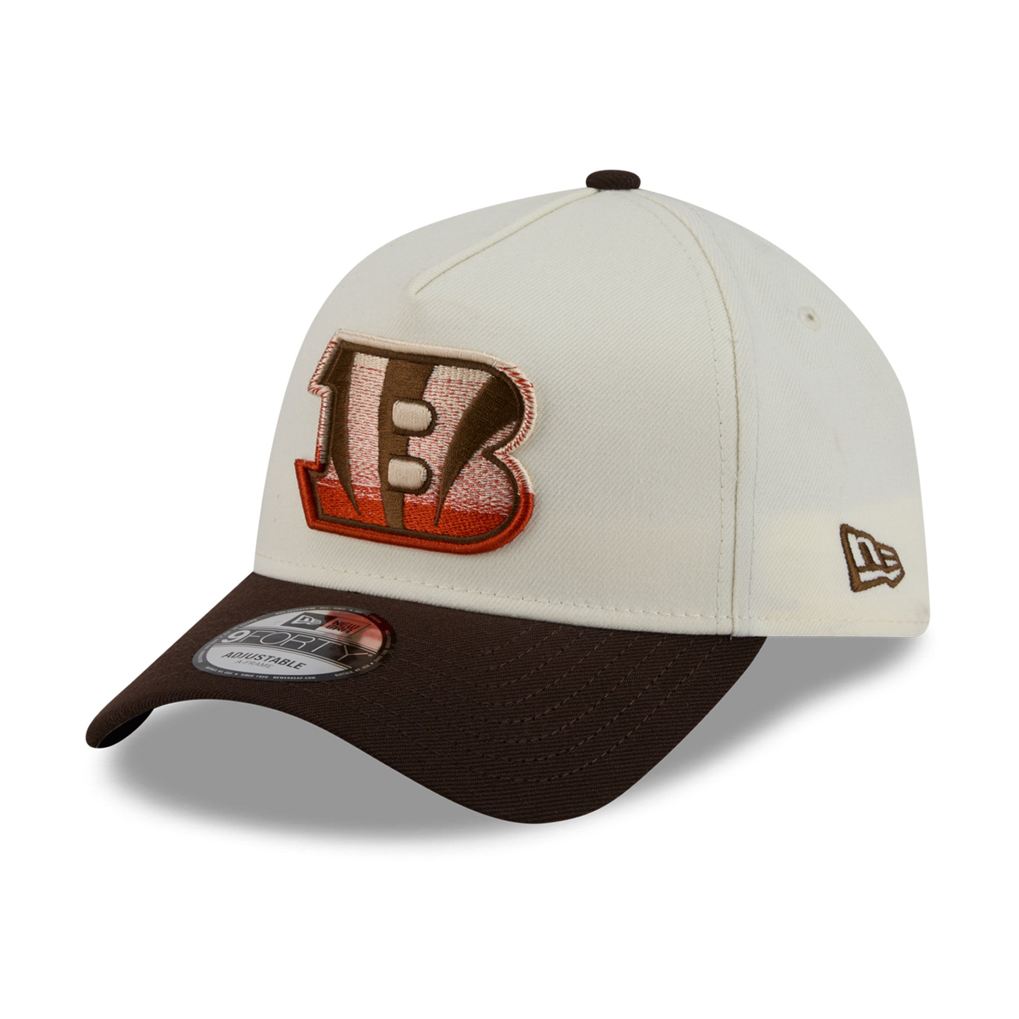 Men's New Era Cream/Brown Cincinnati Bengals Pumpkin Spice A-Frame 9FORTY Adjustable Hat