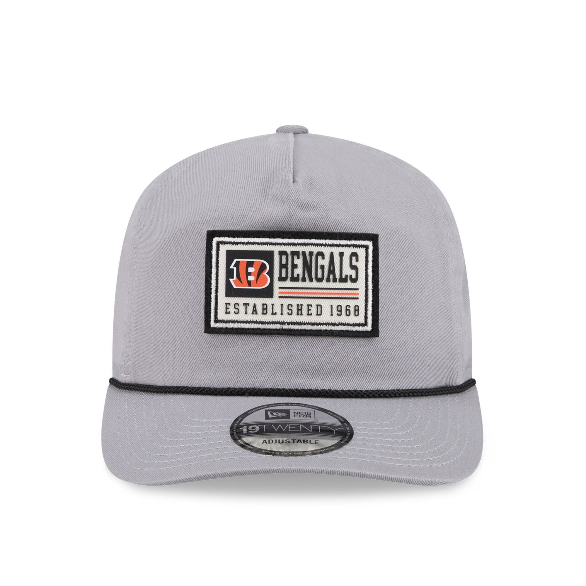 Casquette ajustable New Era grise pour homme, modèle 19TWENTY, avec écusson des Bengals de Cincinnati.