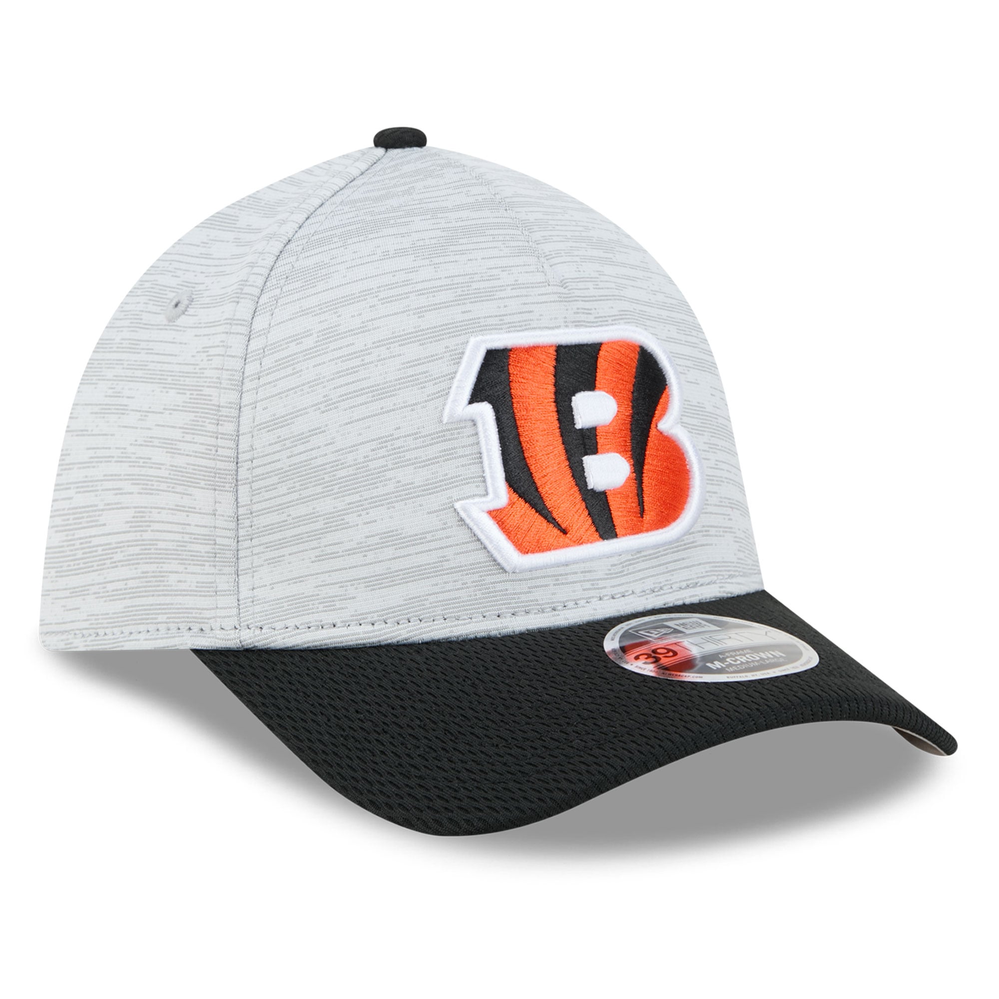 Casquette New Era Flex grise et noire Cincinnati Bengals Tech M-Crown A-Frame 39THIRTY pour homme