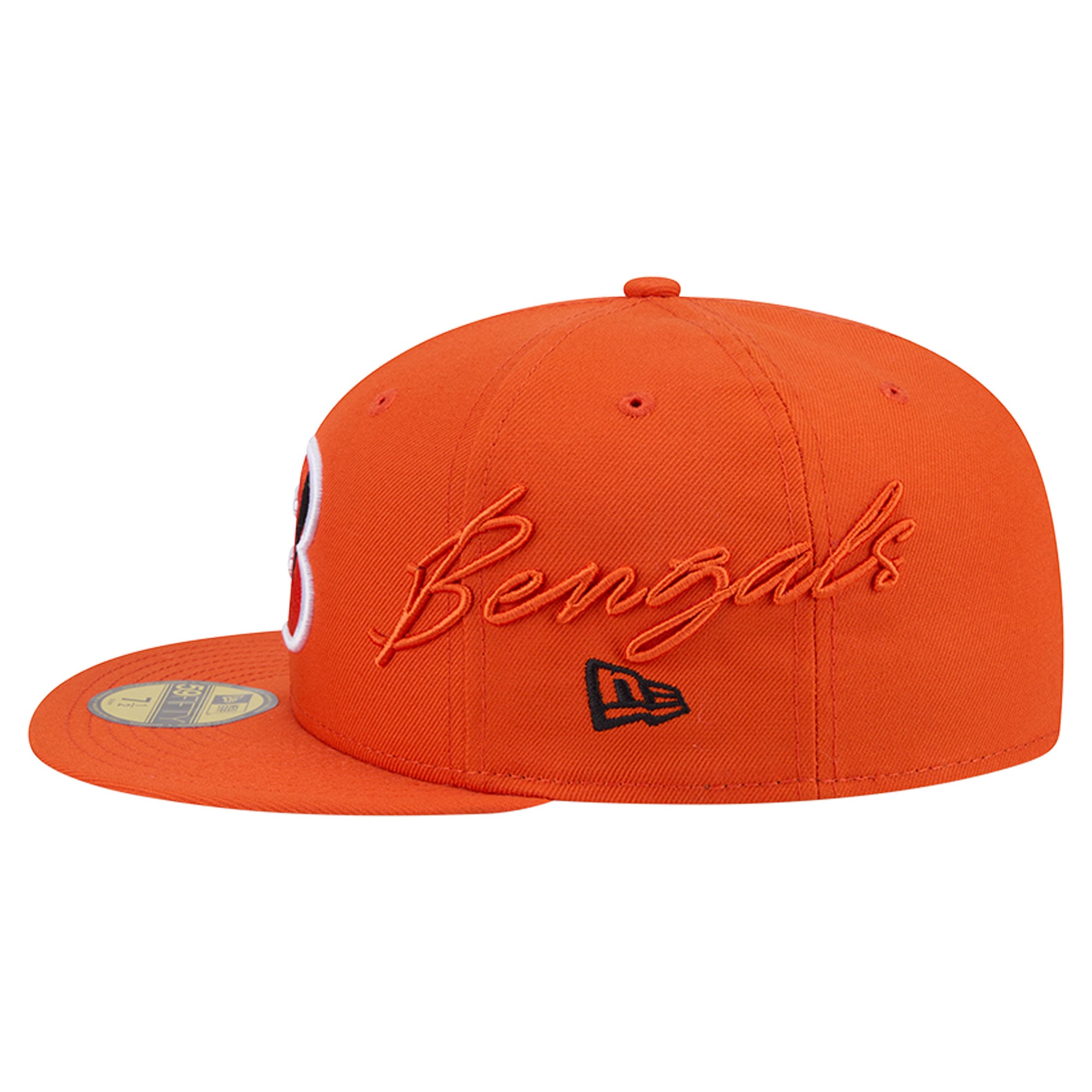 Men's New Era Orange Cincinnati Bengals Side Script 59FIFTY Fitted Hat