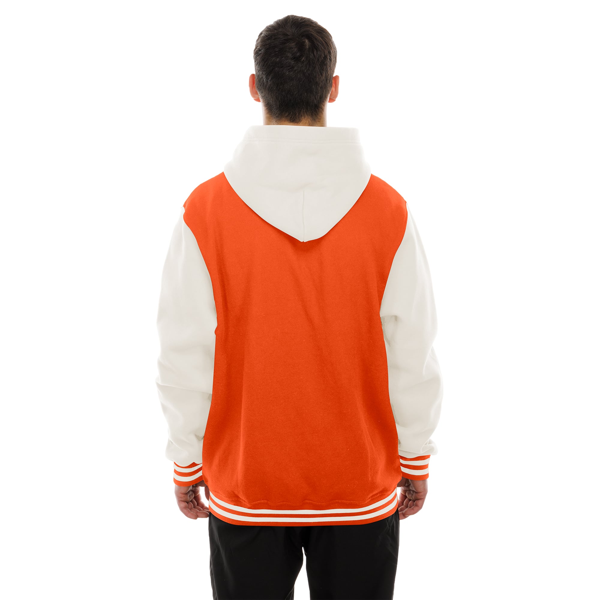 Veste polaire à capuche New Era orange/crème pour homme, modèle Cincinnati Bengals, fermeture boutons-pression.
