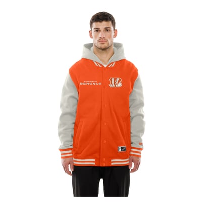 Cincinnati Bengals New Era Full-Snap Fleece Hooded Jacket - Orange/Cream