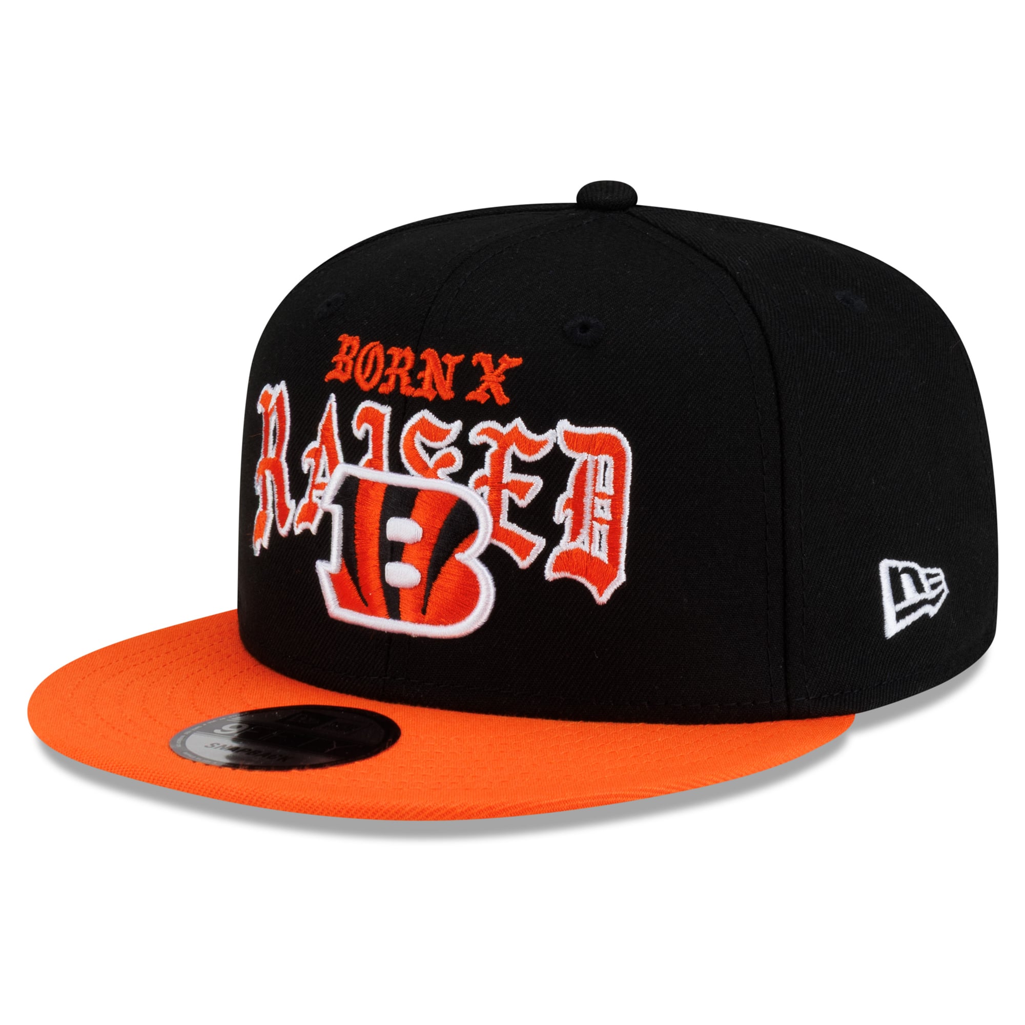 Casquette snapback New Era x Born x Raised noire et orange des Bengals de Cincinnati pour homme, modèle 9FIFTY.