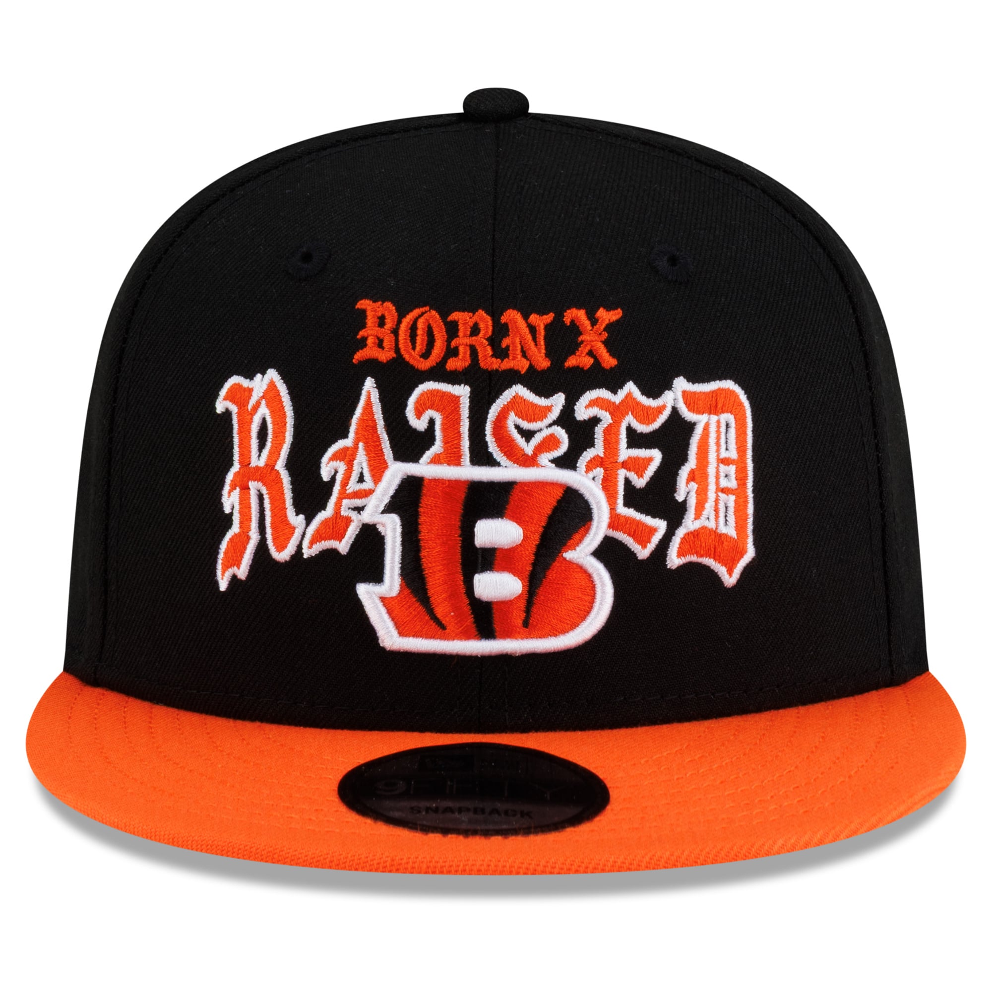 Casquette snapback New Era x Born x Raised noire et orange des Bengals de Cincinnati pour homme, modèle 9FIFTY.