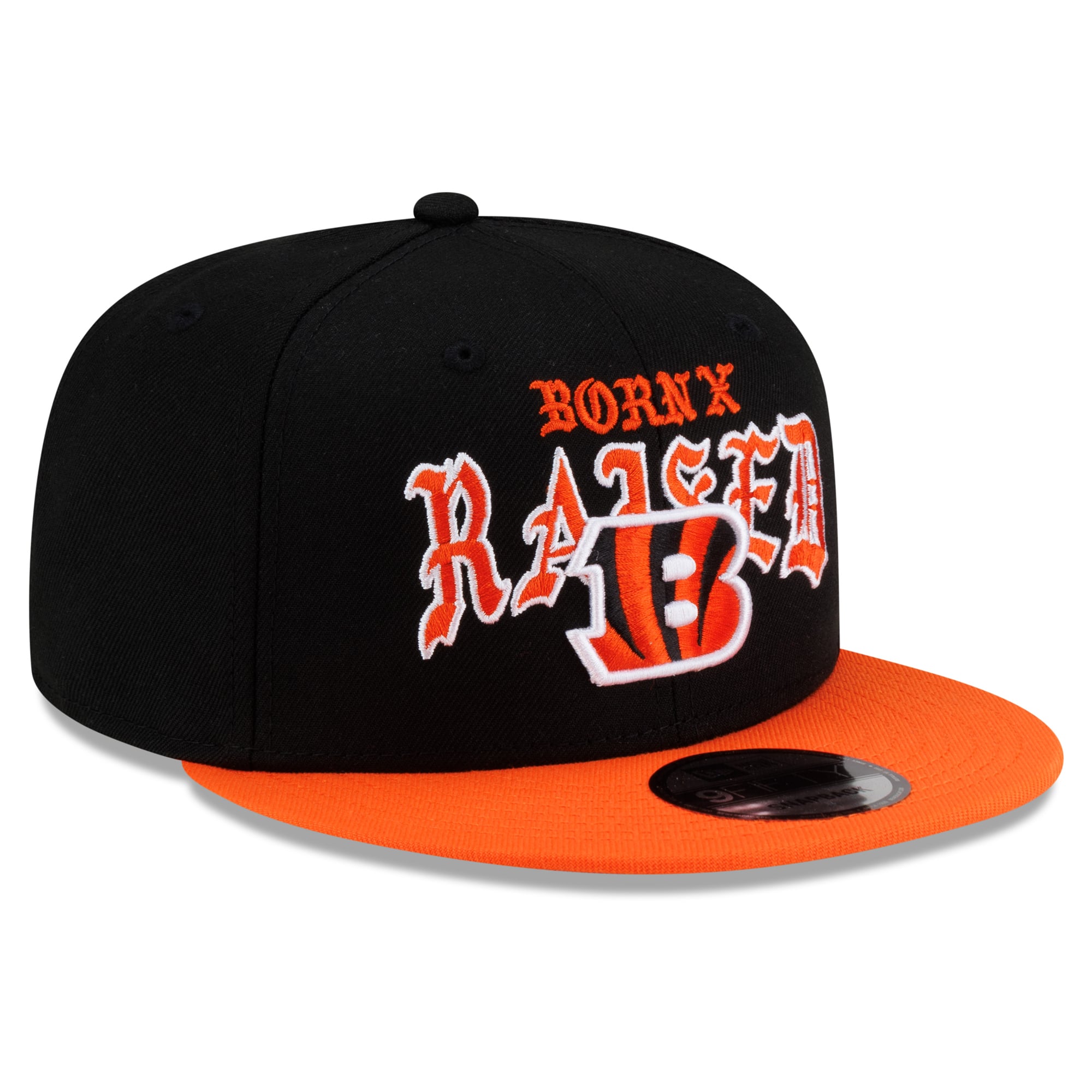 Casquette snapback New Era x Born x Raised noire et orange des Bengals de Cincinnati pour homme, modèle 9FIFTY.