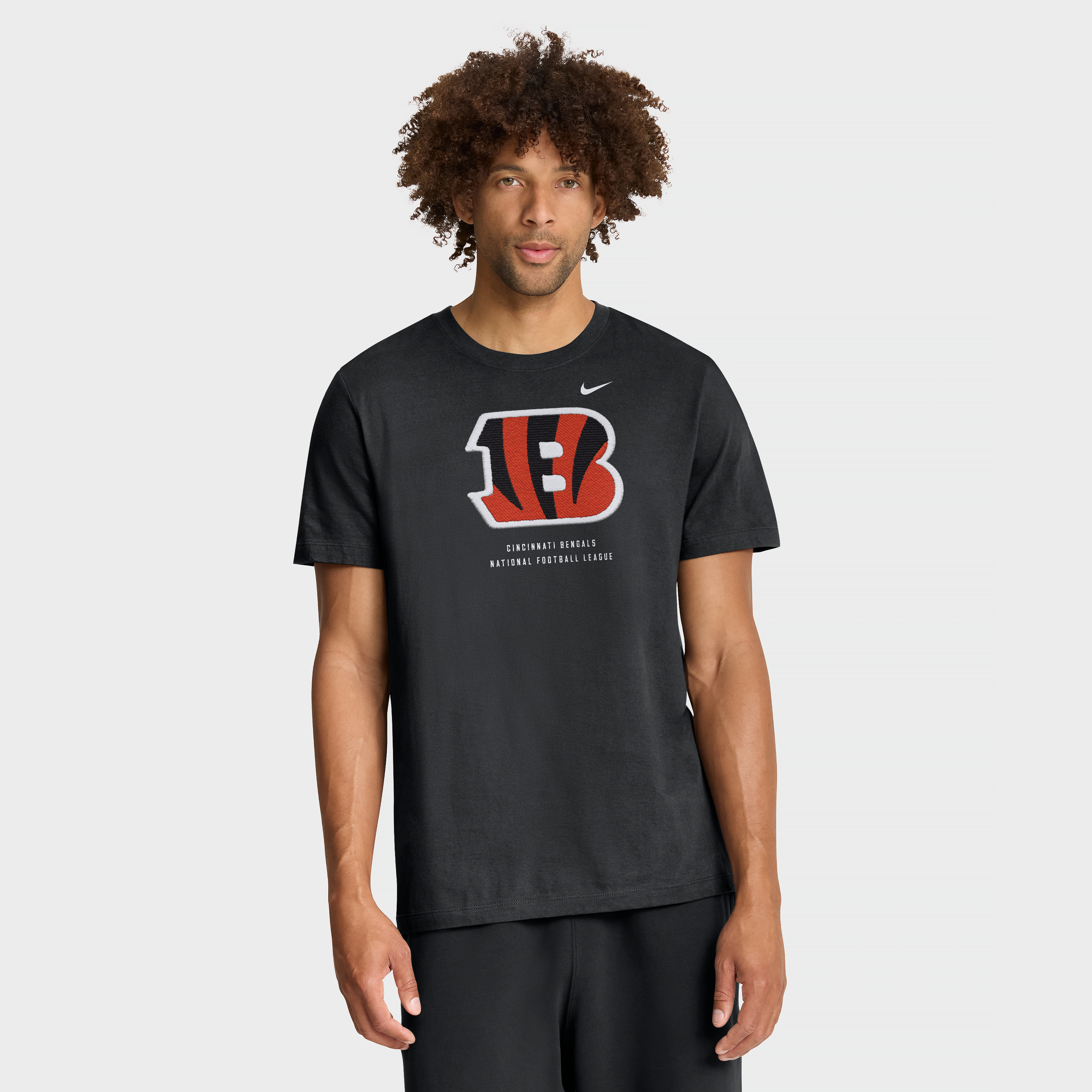 T-shirt Nike noir pour homme, modèle Cincinnati Bengals.