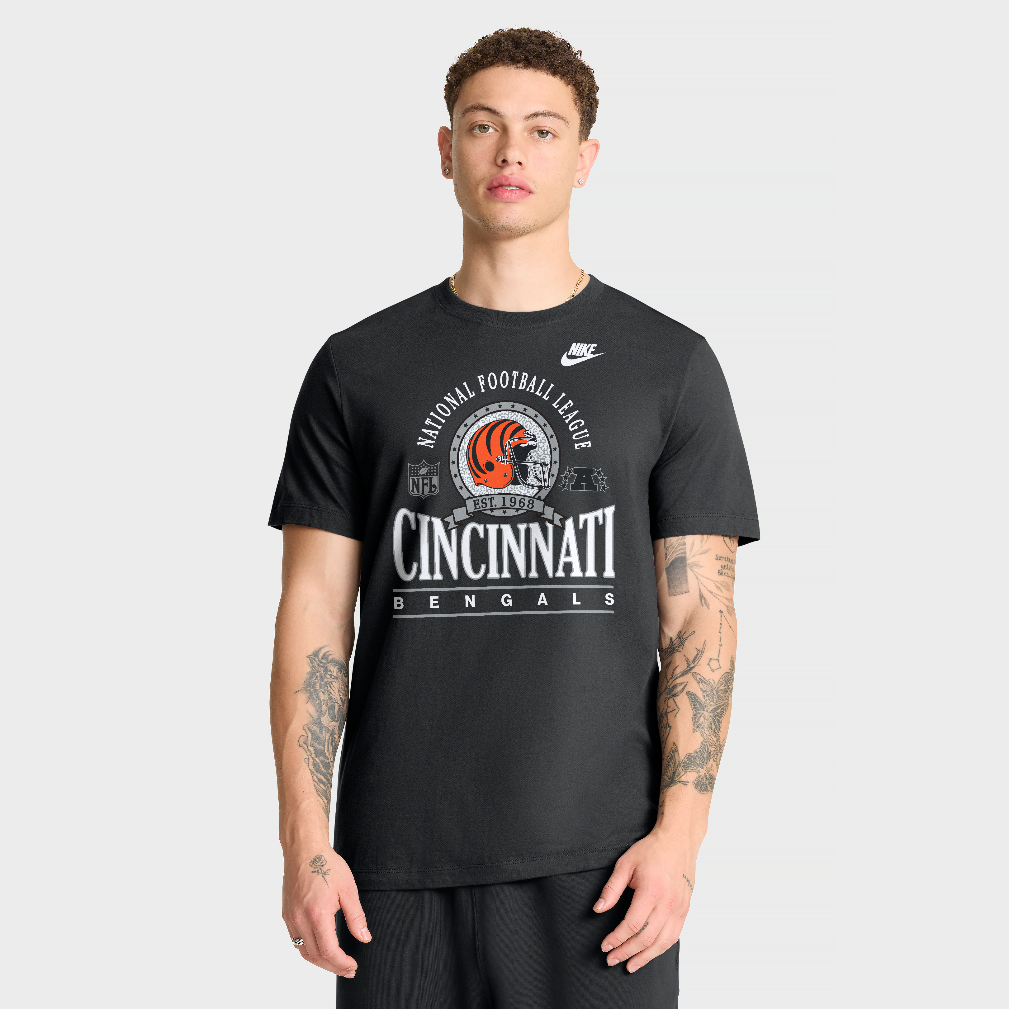 T-shirt en coton essentiel Nike noir pour homme, Cincinnati Bengals Rewind Team Spirit