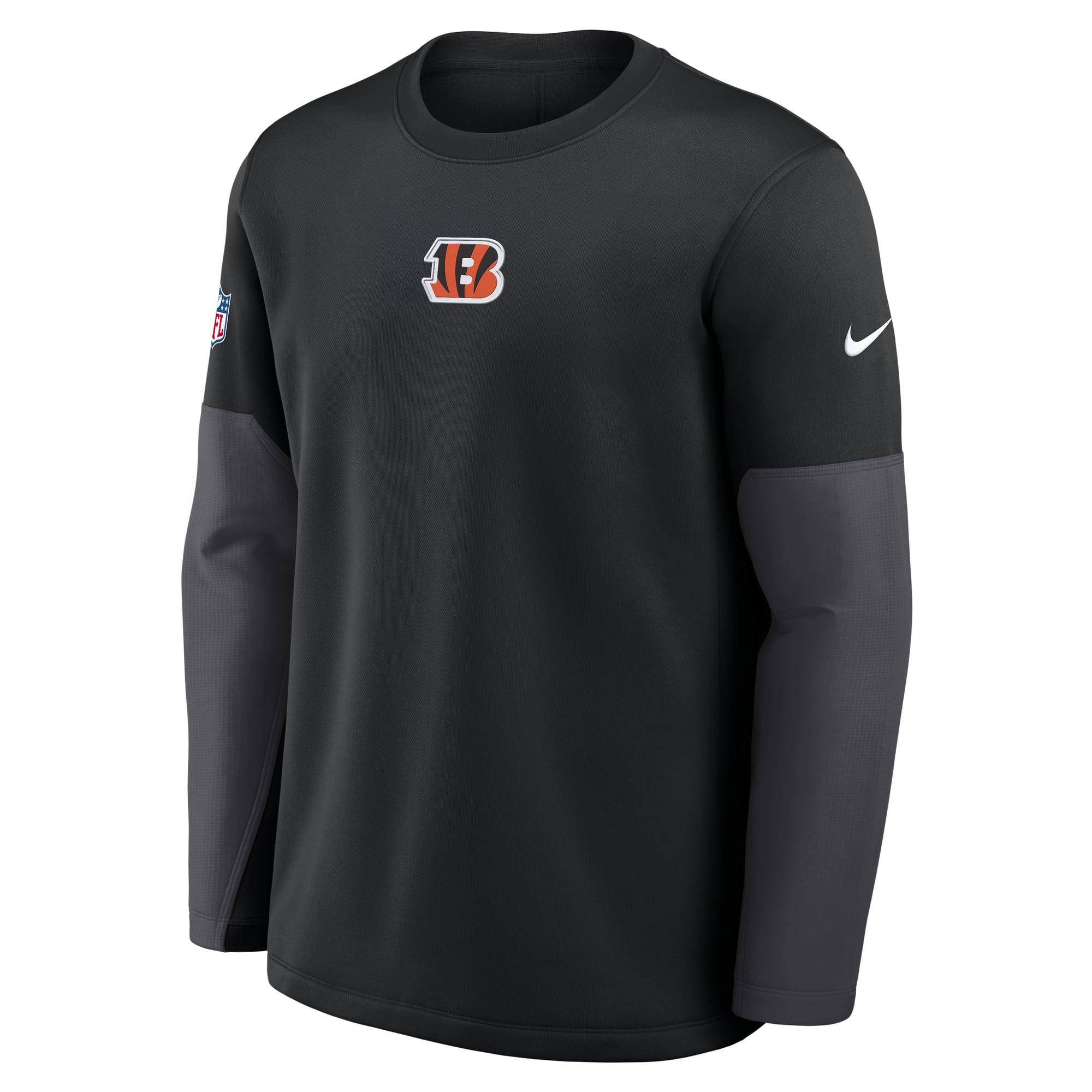 Men's Nike Black Cincinnati Bengals Sideline Coaches Midweight Therma-FIT Crew Pullover