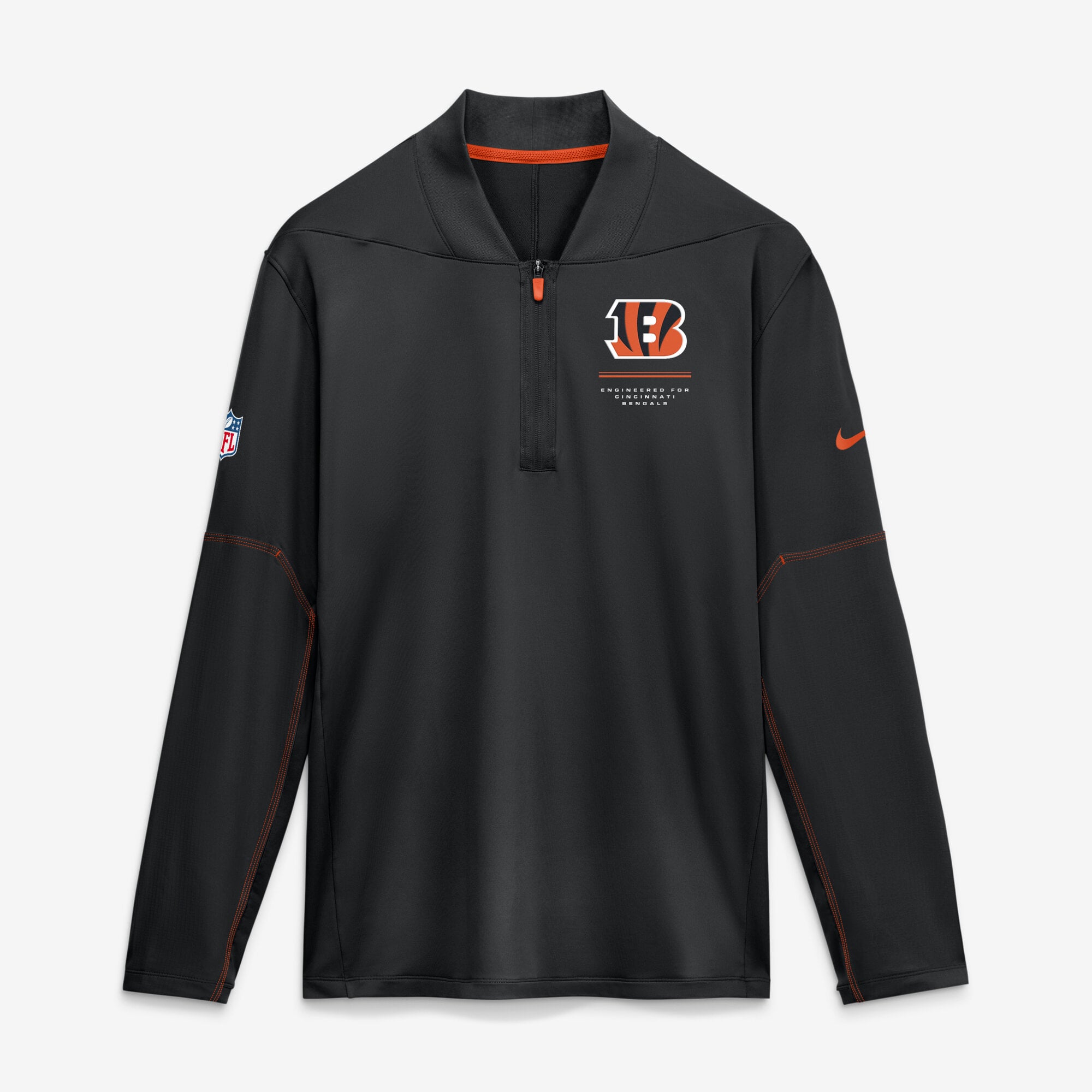 Men's Nike Black Cincinnati Bengals Sideline Logo Glory Midweight Dri-FIT Half-Zip Pullover