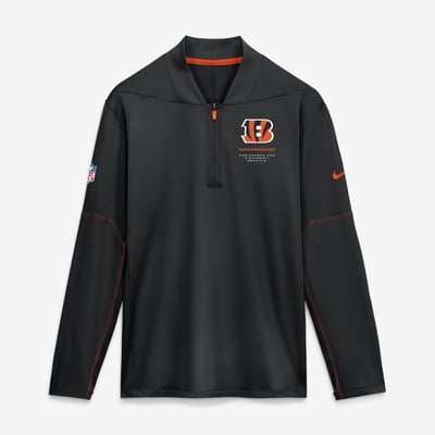 Cincinnati Bengals Nike Sideline Logo Glory Midweight Dri-FIT Half-Zip Pullover - Black