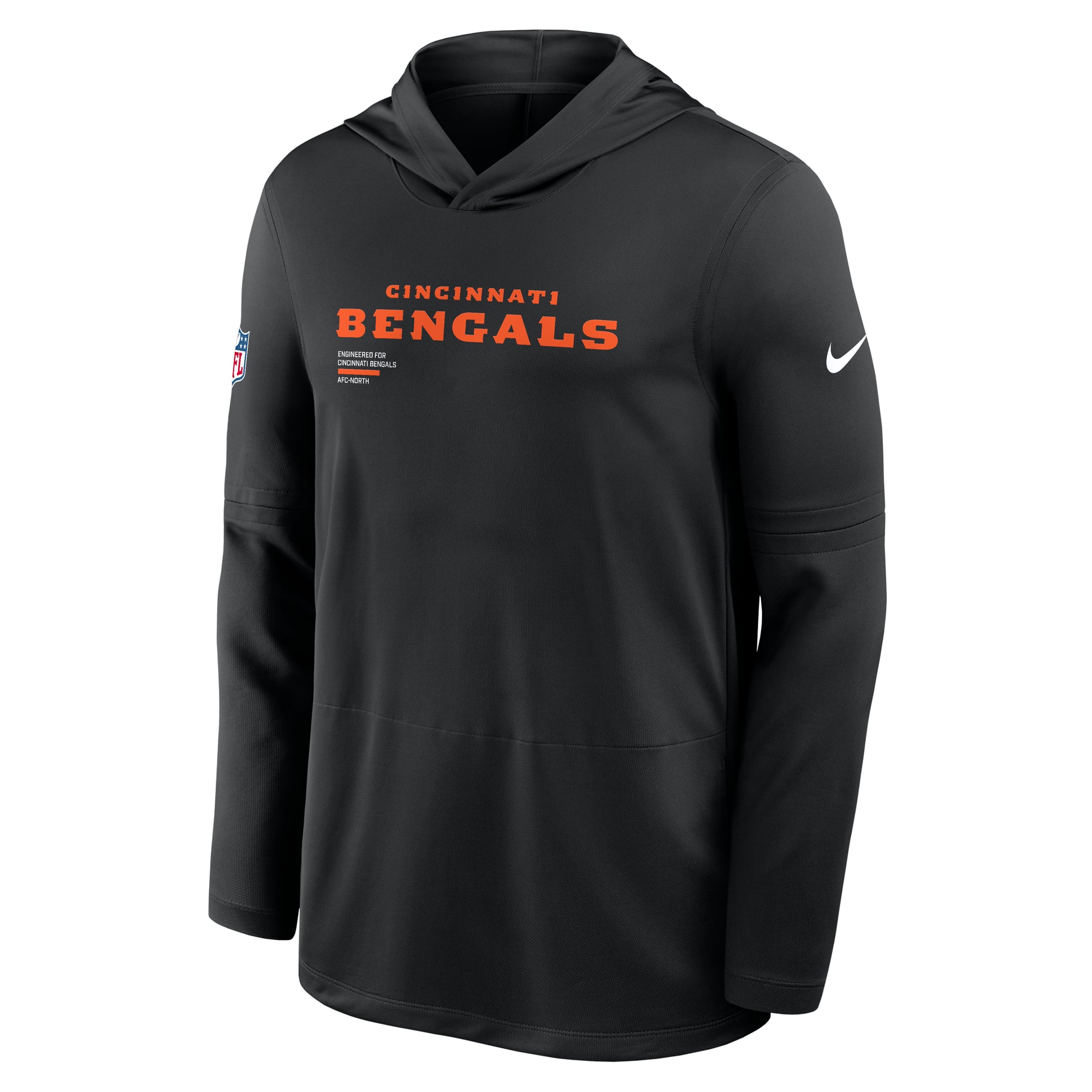 Men's Nike Cincinnati Bengals Sideline Pure Fury Dri-FIT Long Sleeve Hooded T-Shirt