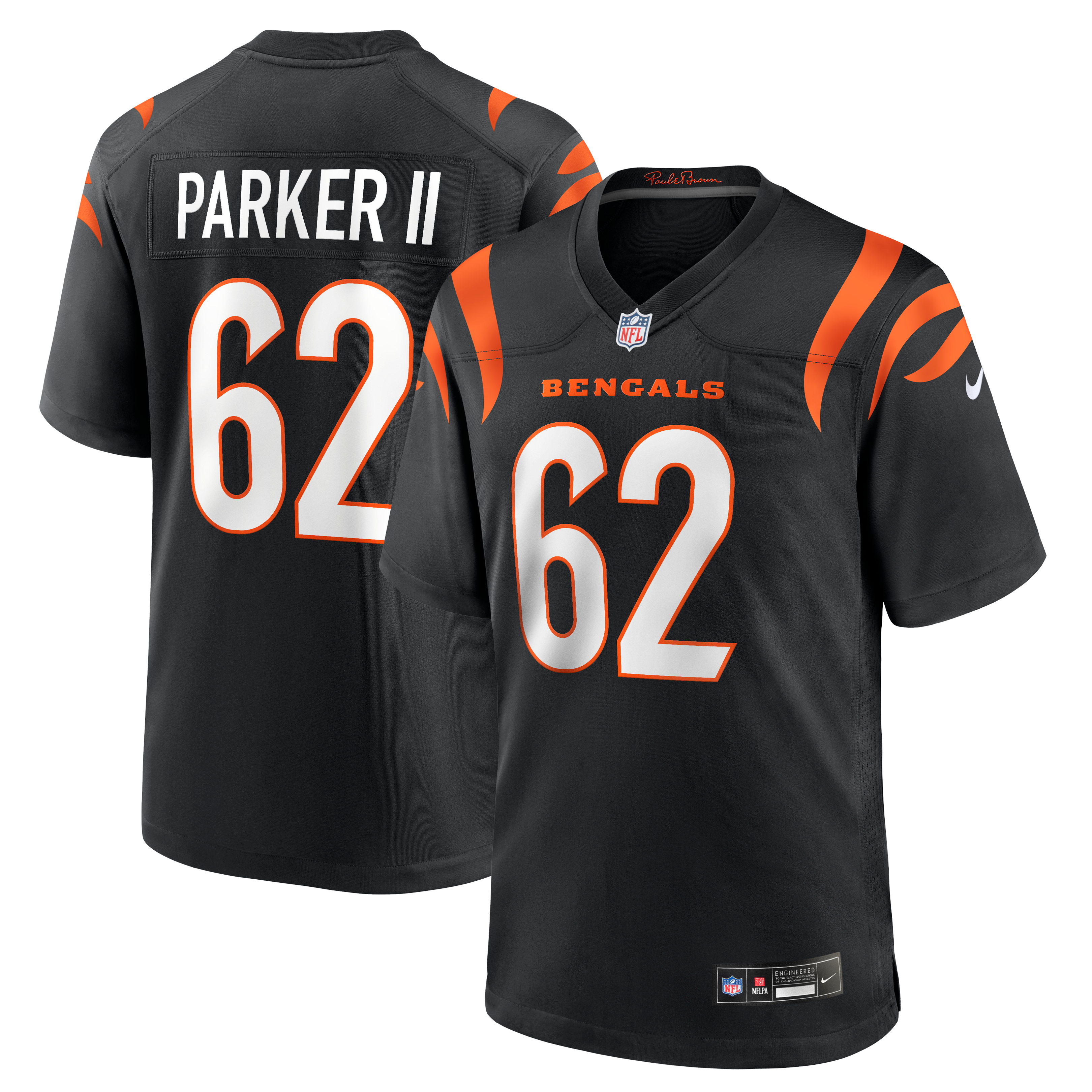 Maillot de match Nike Brian Parker II noir pour homme, équipe des Bengals Cincinnati